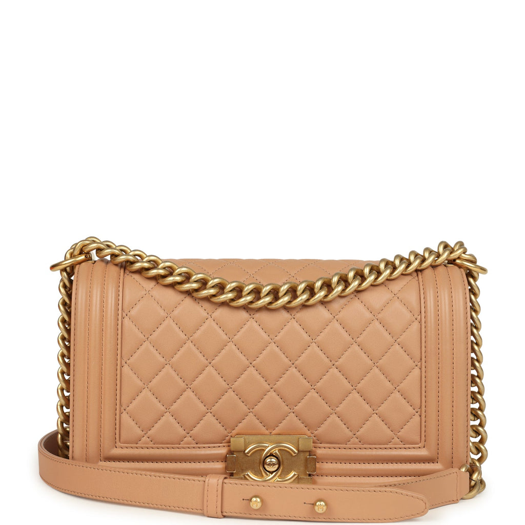 pre-owned-chanel-medium-boy-bag-dark-beige-lambskin-antique-gold-metal