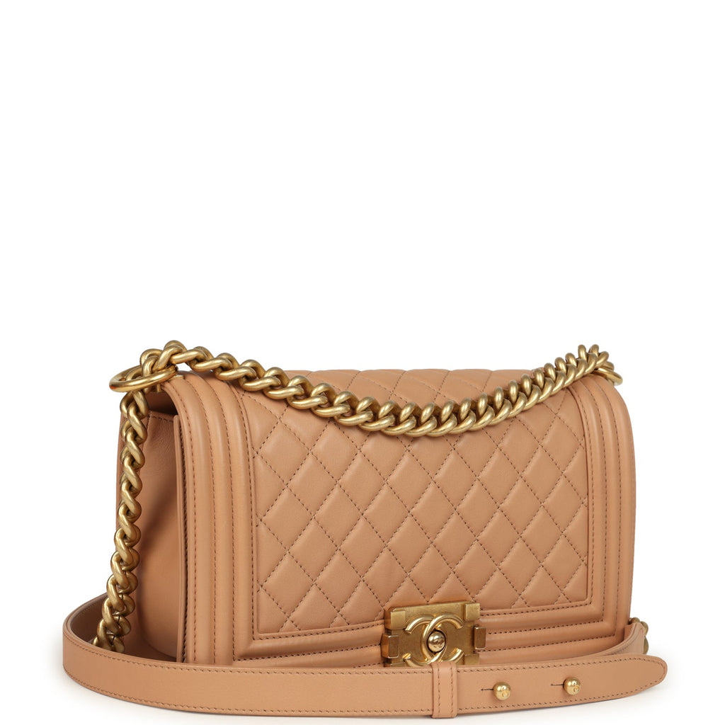 pre-owned-chanel-medium-boy-bag-dark-beige-lambskin-antique-gold-metal