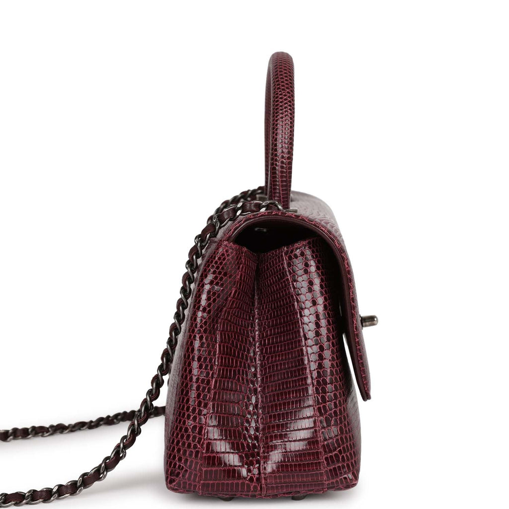 pre-owned-chanel-mini-coco-handle-burgundy-lizard-ruthenium-metal