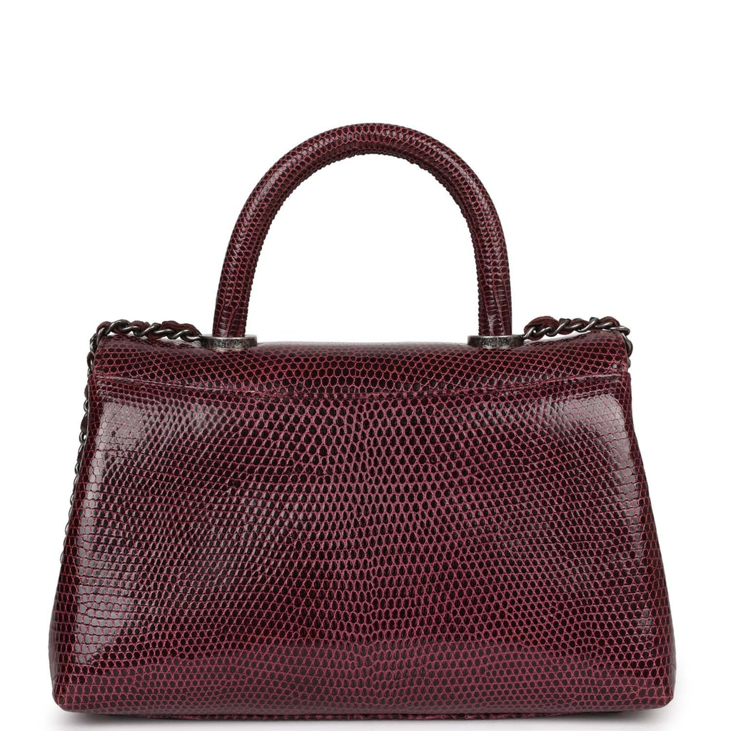 pre-owned-chanel-mini-coco-handle-burgundy-lizard-ruthenium-metal