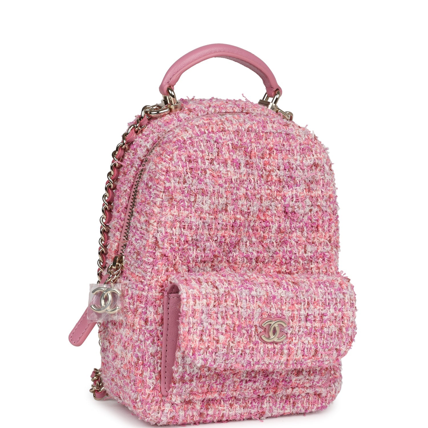 chanel-mini-phone-holder-backpack-with-chain-pink-multicolor-tweed-light-gold-metal