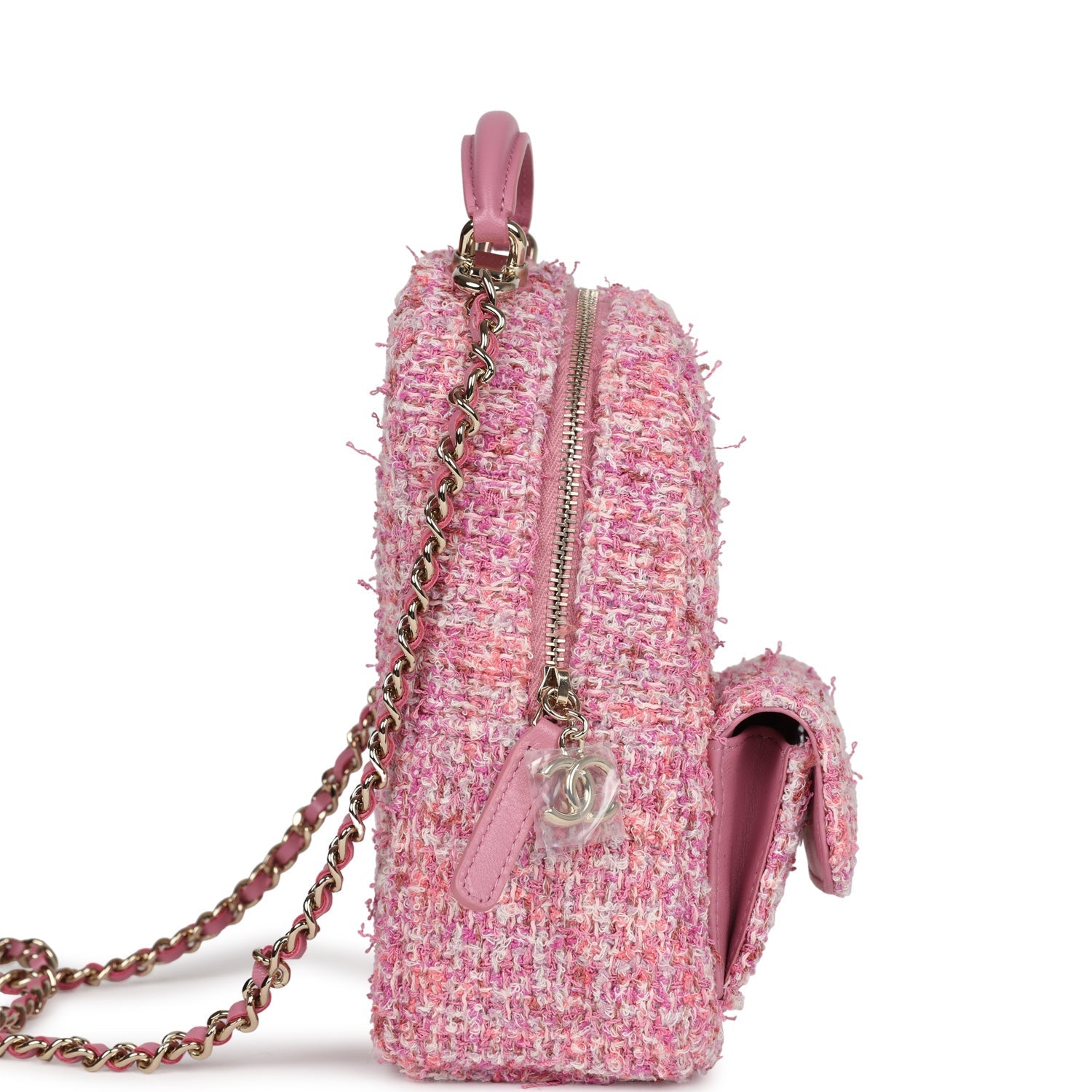 chanel-mini-phone-holder-backpack-with-chain-pink-multicolor-tweed-light-gold-metal
