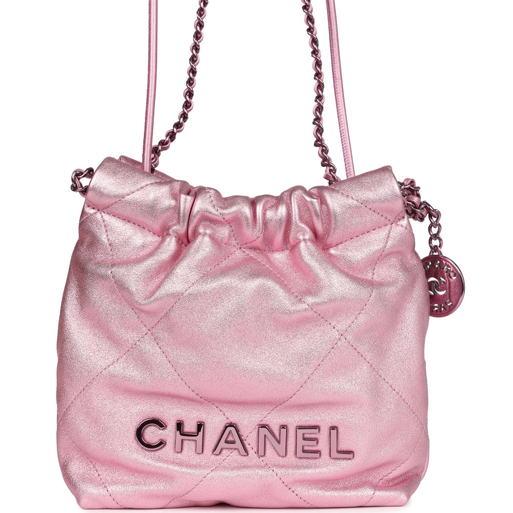 chanel-mini-22-bag-pink-metallic-lambskin-lacquered-metal-metal