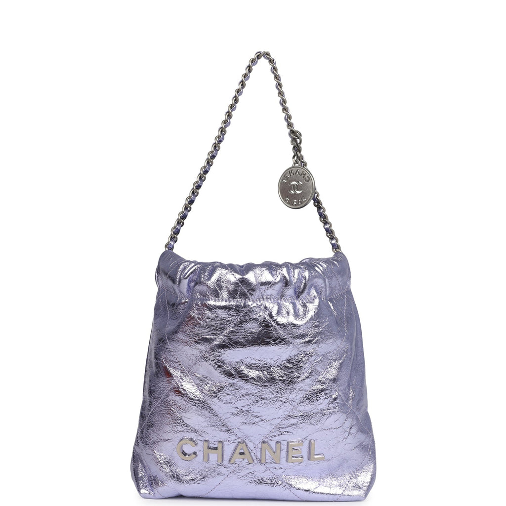 chanel-mini-22-bag-purple-metallic-calfskin-brushed-silver-metal