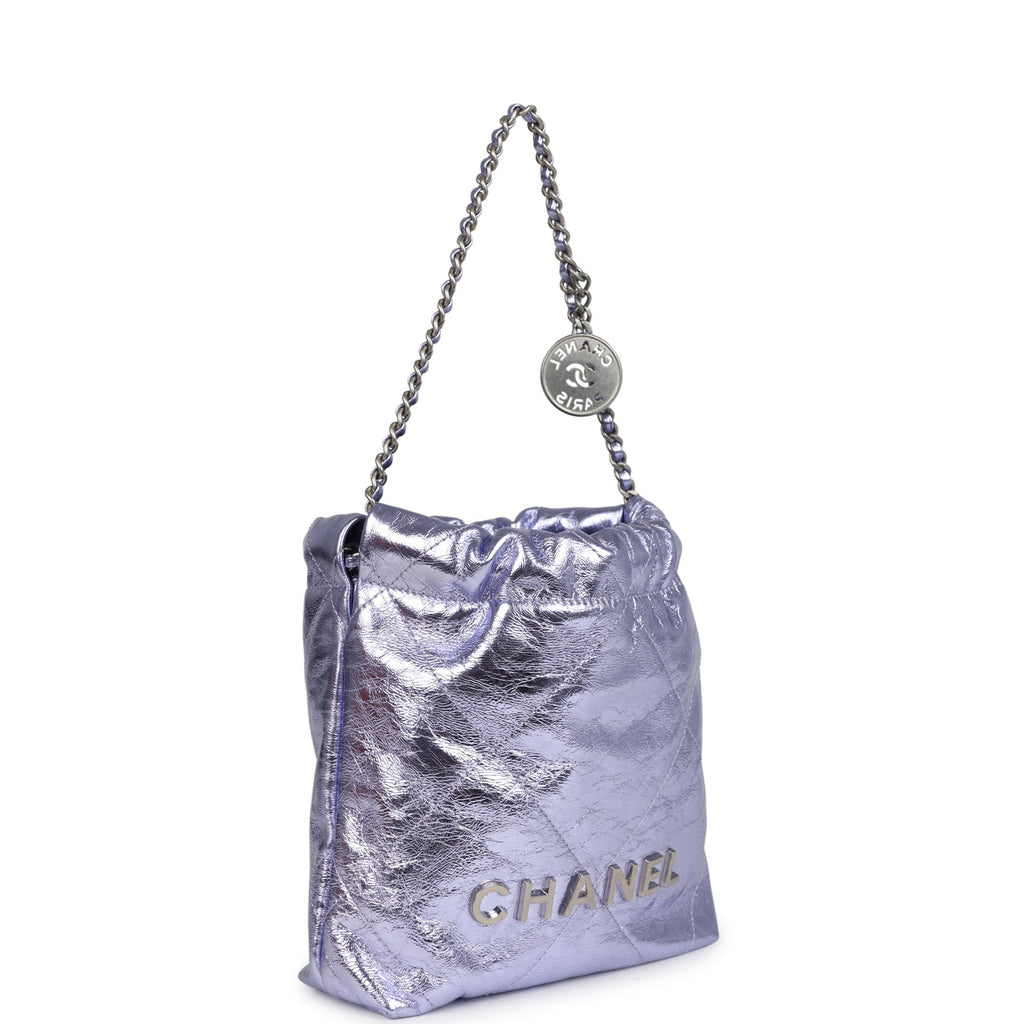 chanel-mini-22-bag-purple-metallic-calfskin-brushed-silver-metal