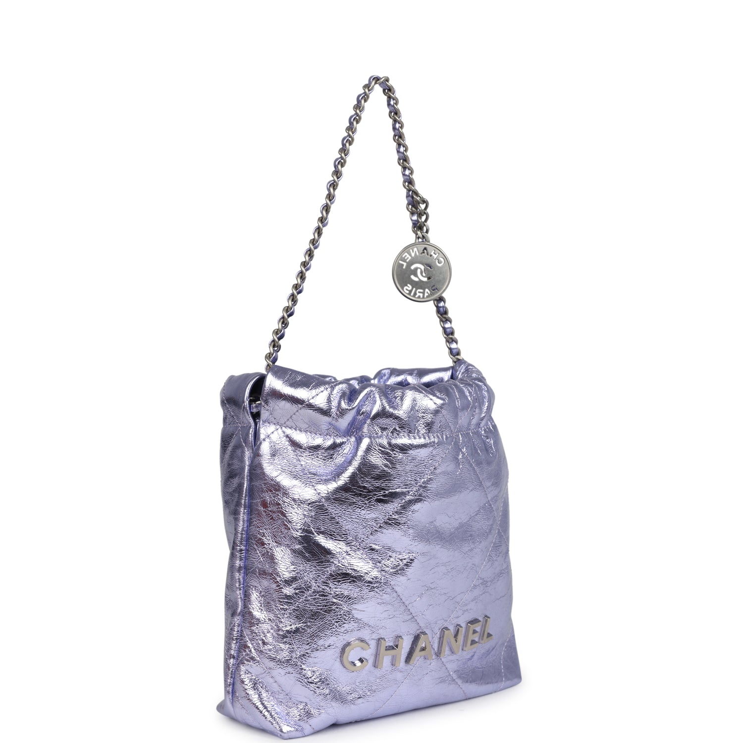 chanel-mini-22-bag-purple-metallic-calfskin-brushed-silver-metal