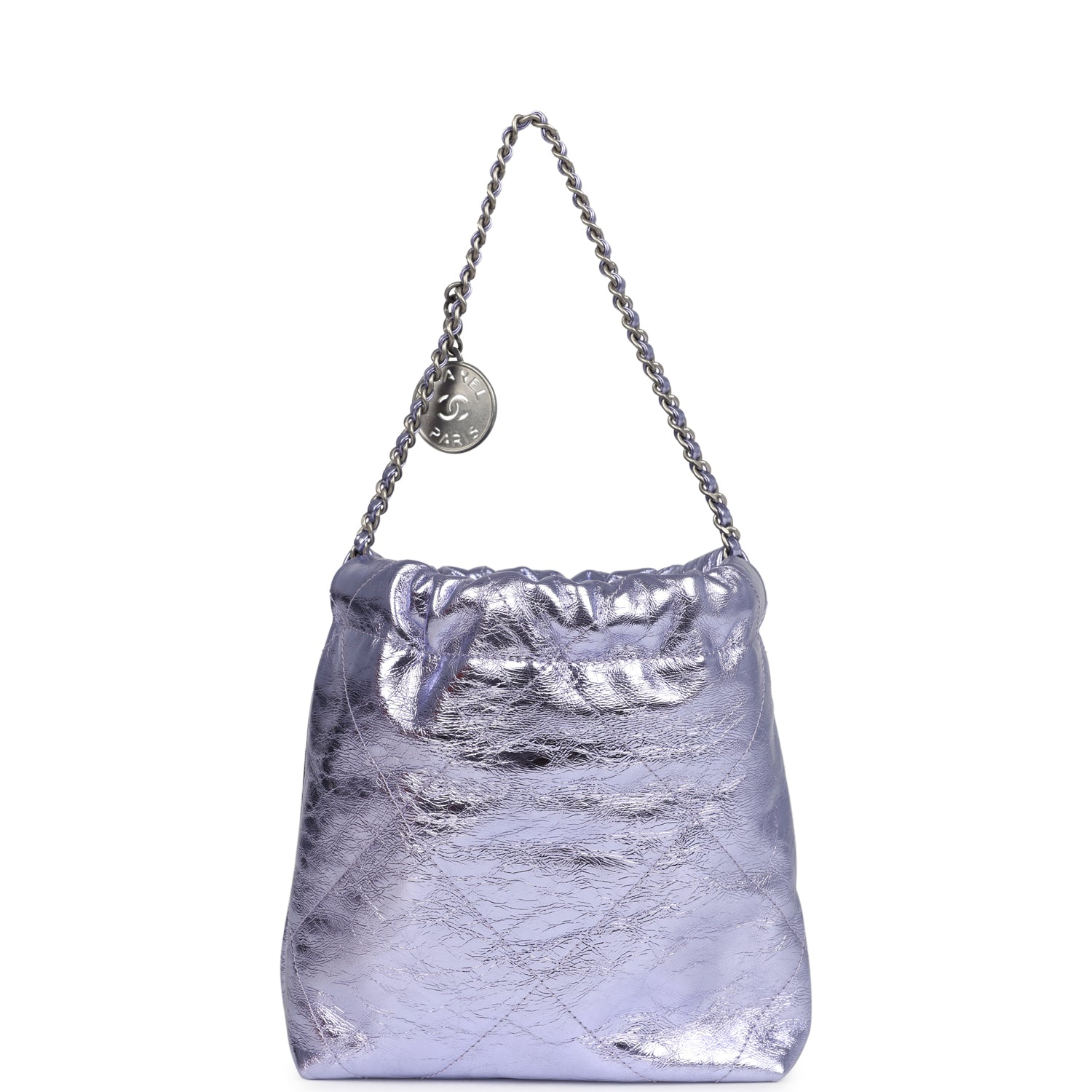 chanel-mini-22-bag-purple-metallic-calfskin-brushed-silver-metal