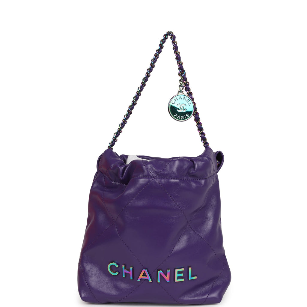 chanel-mini-22-bag-dark-purple-lambskin-rainbow-metal