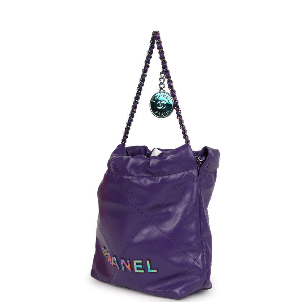 chanel-mini-22-bag-dark-purple-lambskin-rainbow-metal