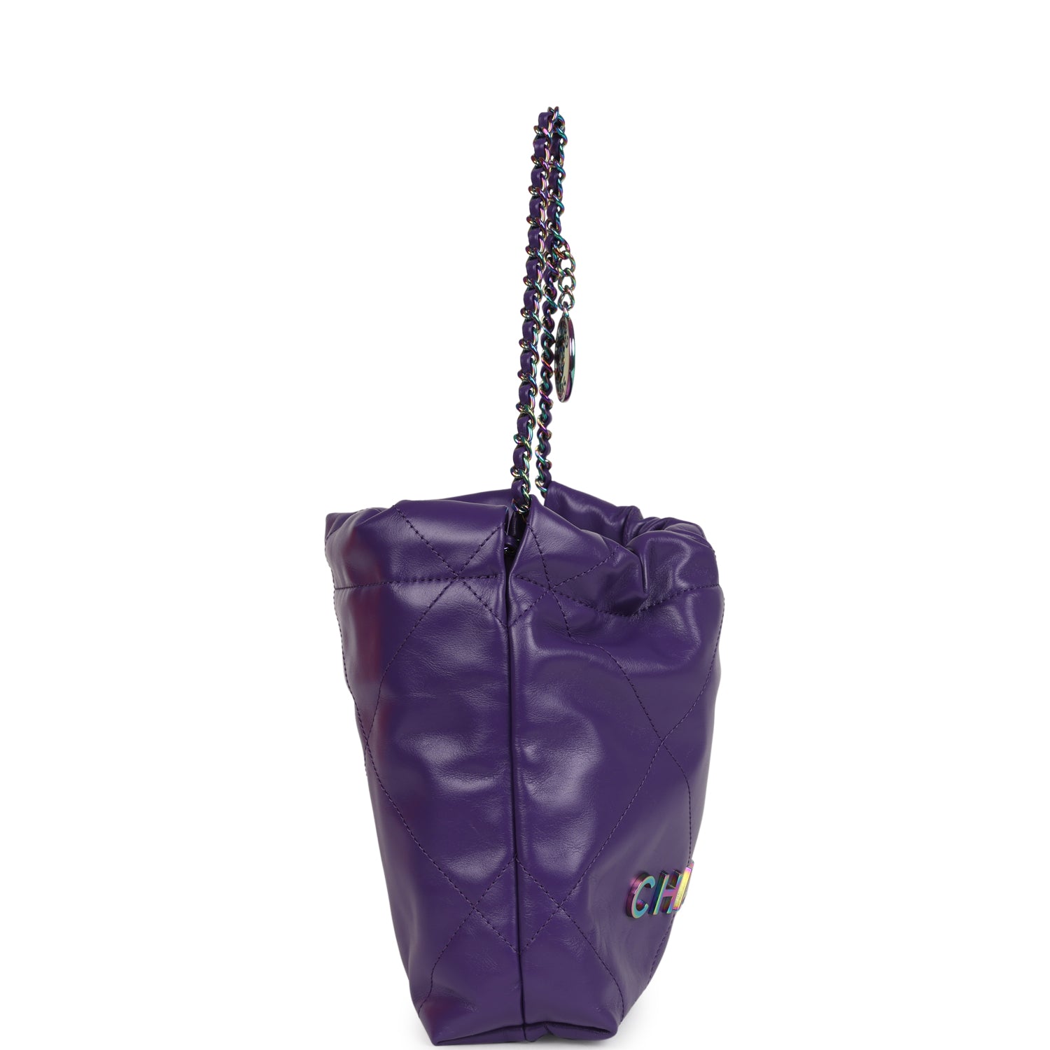 chanel-mini-22-bag-dark-purple-lambskin-rainbow-metal