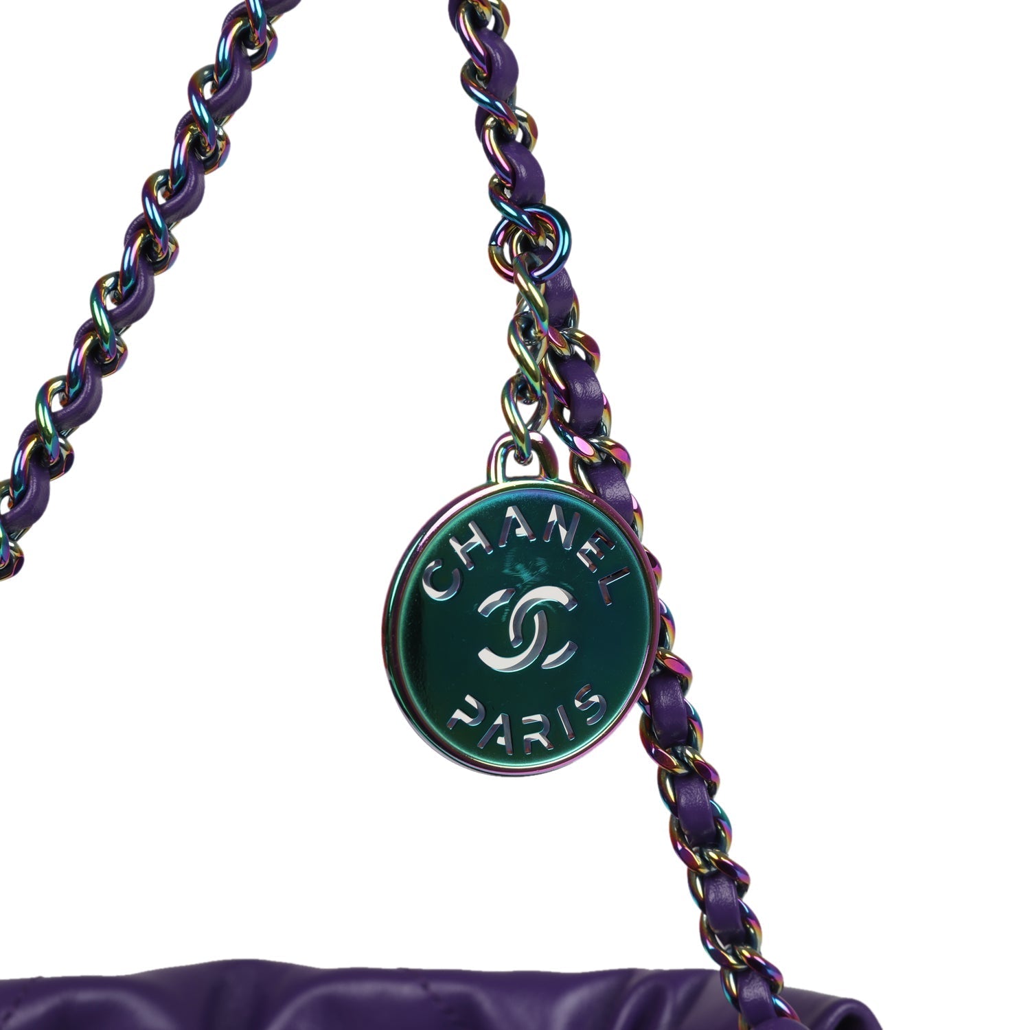 chanel-mini-22-bag-dark-purple-lambskin-rainbow-metal