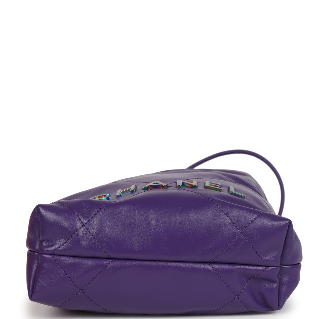 chanel-mini-22-bag-dark-purple-lambskin-rainbow-metal