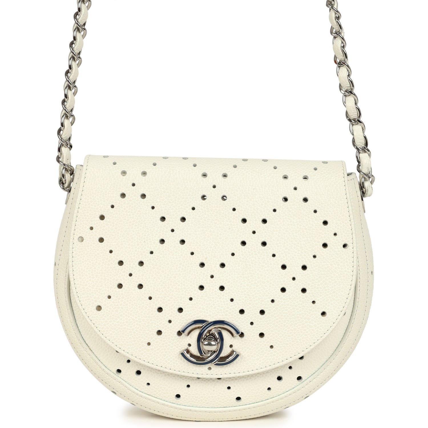 pre-owned-chanel-perforated-messenger-bag-white-caviar-silver-metal