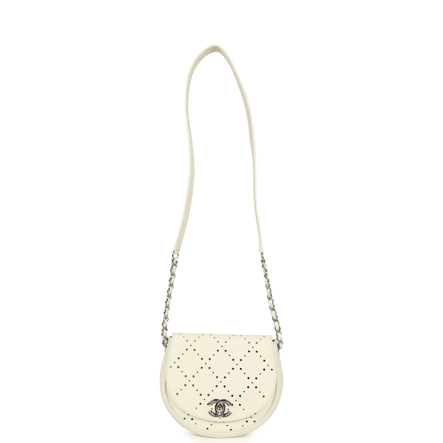pre-owned-chanel-perforated-messenger-bag-white-caviar-silver-metal