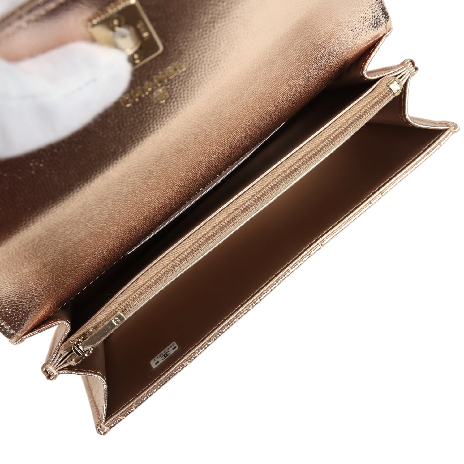 chanel-top-handle-wallet-on-chain-woc-metallic-copper-shiny-caviar-light-gold-metal
