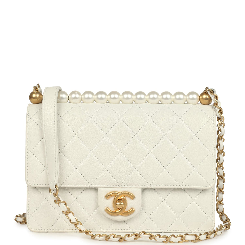 preowned-chanel-small-chic-pearls-flap-bag-white-calfskin-antique-gold-metal