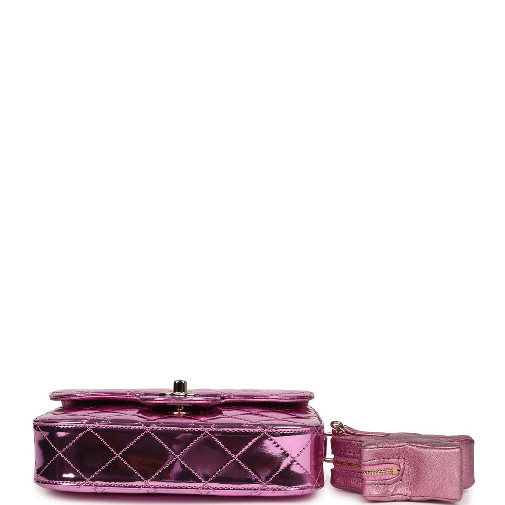 pre-owned-chanel-mini-flap-bag-and-star-coin-purse-pink-mirror-calfskin-and-metallic-calfskin-light-gold-metal