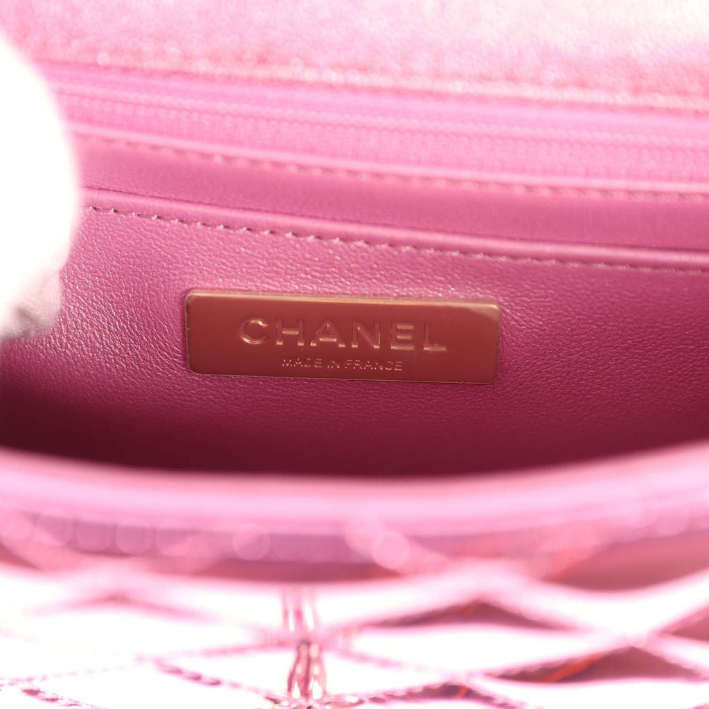pre-owned-chanel-mini-flap-bag-and-star-coin-purse-pink-mirror-calfskin-and-metallic-calfskin-light-gold-metal