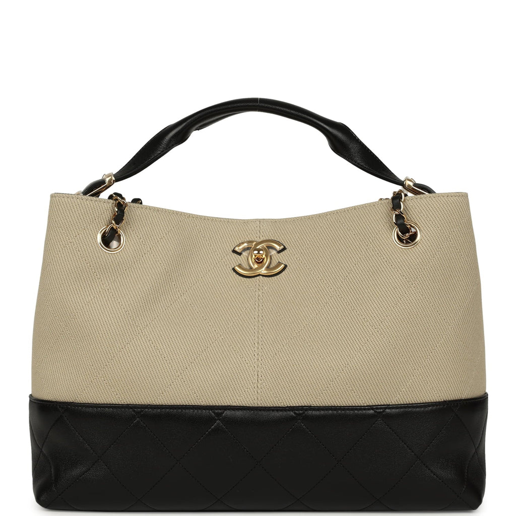 chanel-small-coco-hobo-bag-beige-canvas-and-black-shiny-lambskin-gold-metal