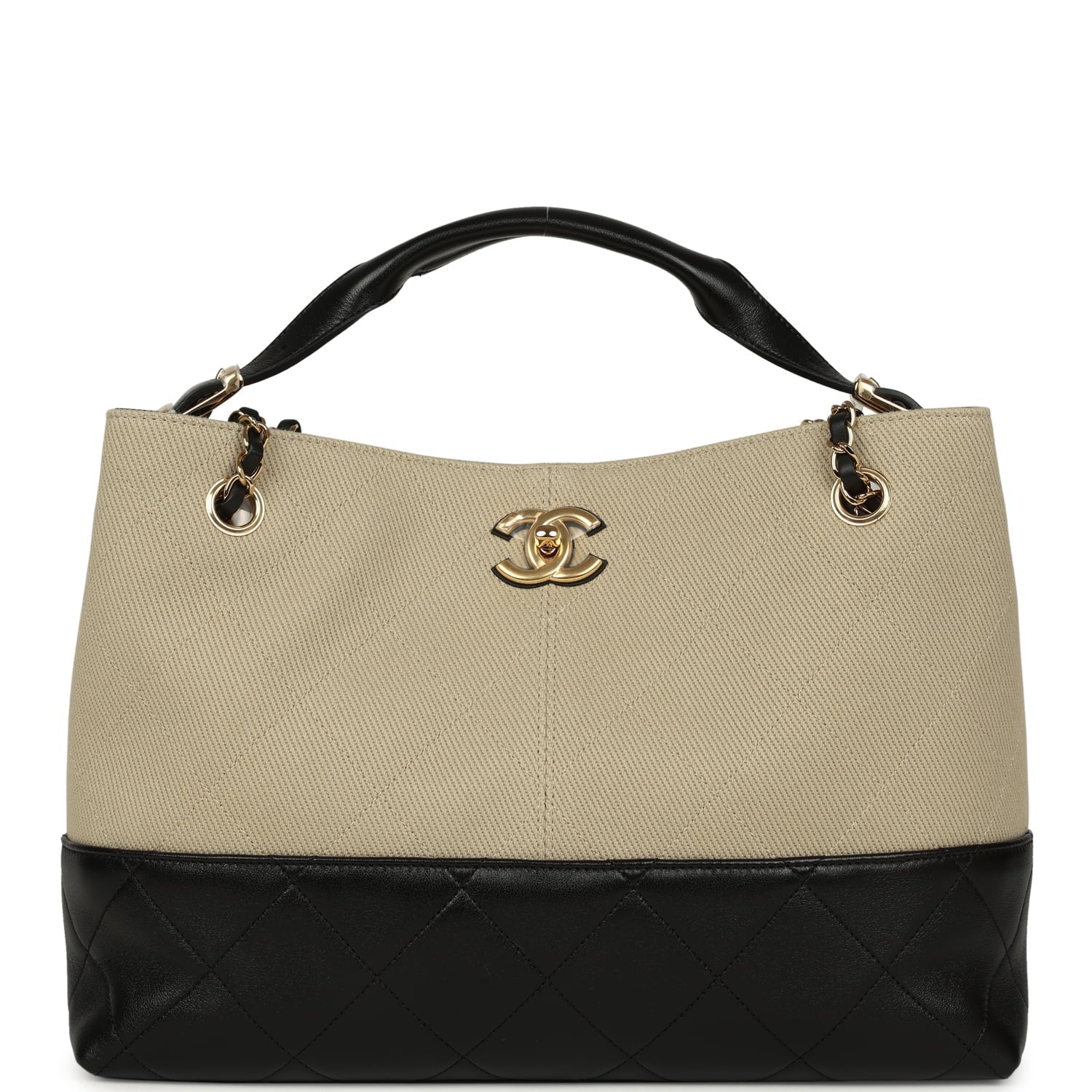 chanel-small-coco-hobo-bag-beige-canvas-and-black-shiny-lambskin-gold-metal