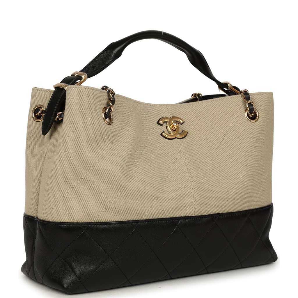chanel-small-coco-hobo-bag-beige-canvas-and-black-shiny-lambskin-gold-metal