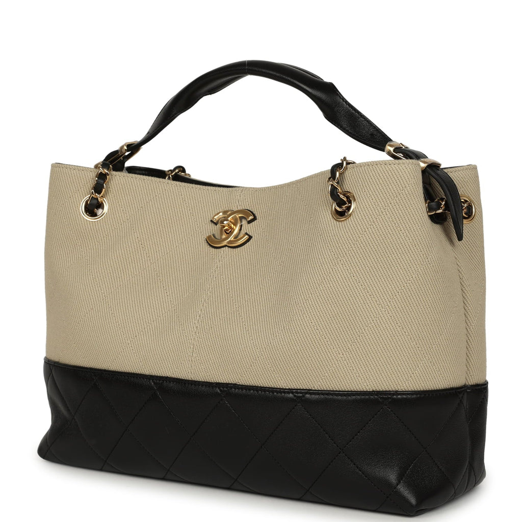 chanel-small-coco-hobo-bag-beige-canvas-and-black-shiny-lambskin-gold-metal
