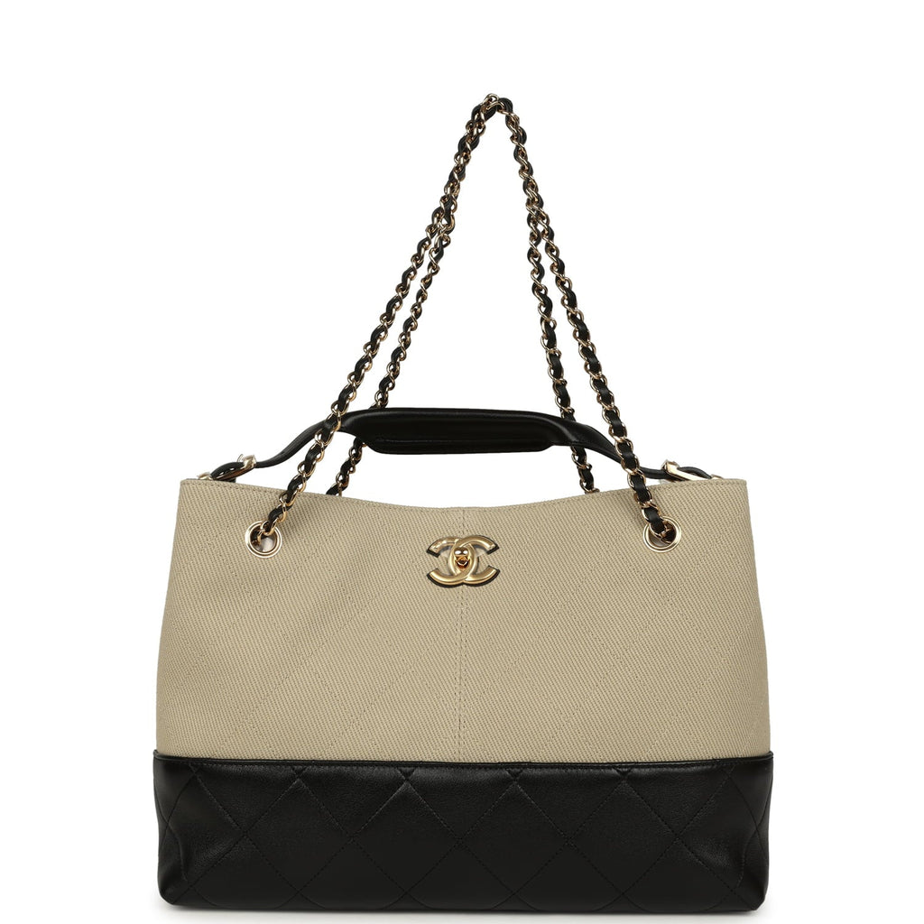chanel-small-coco-hobo-bag-beige-canvas-and-black-shiny-lambskin-gold-metal