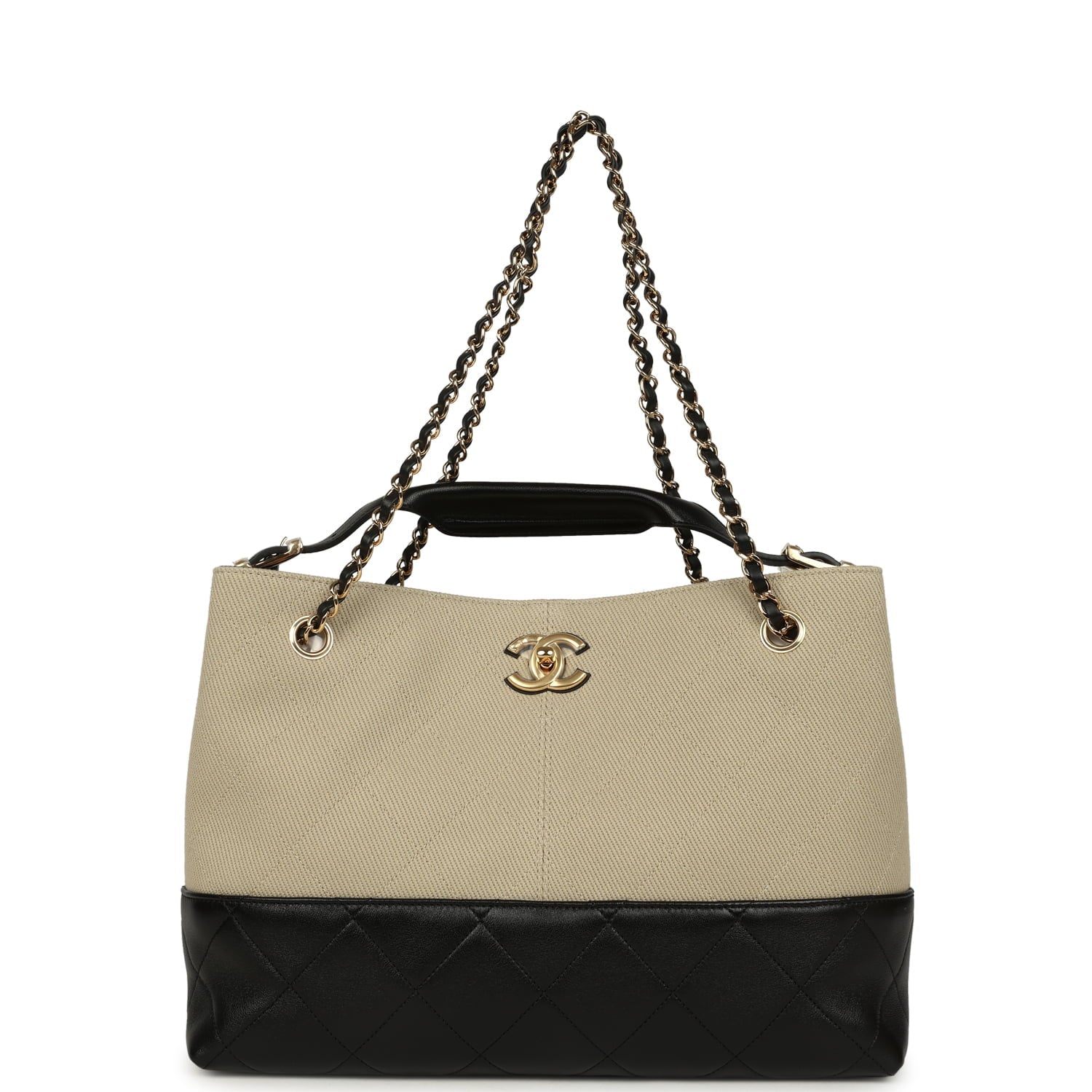 chanel-small-coco-hobo-bag-beige-canvas-and-black-shiny-lambskin-gold-metal