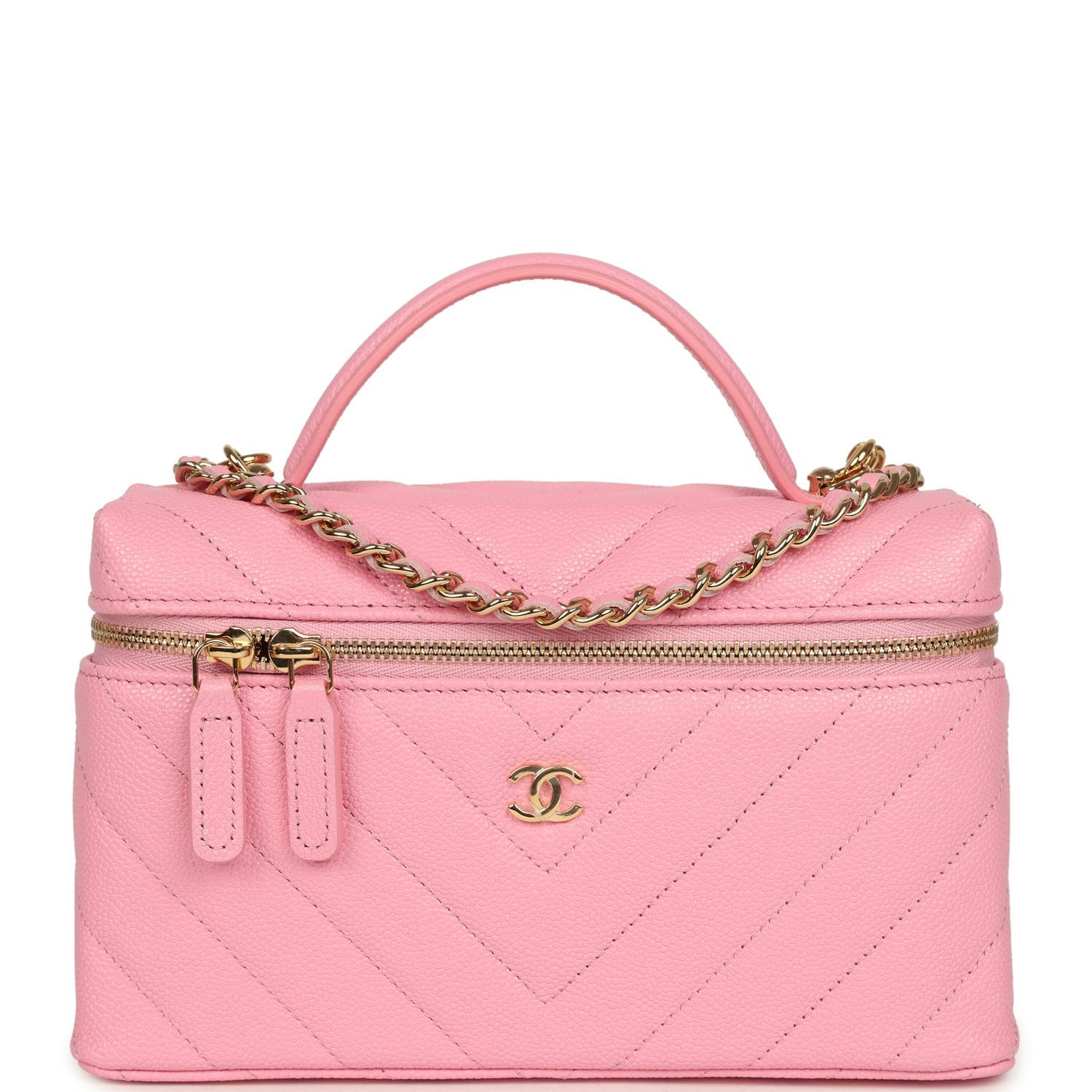 chanel-sleek-chevron-top-handle-long-vanity-case-with-chain-pink-shiny-caviar-gold-metal