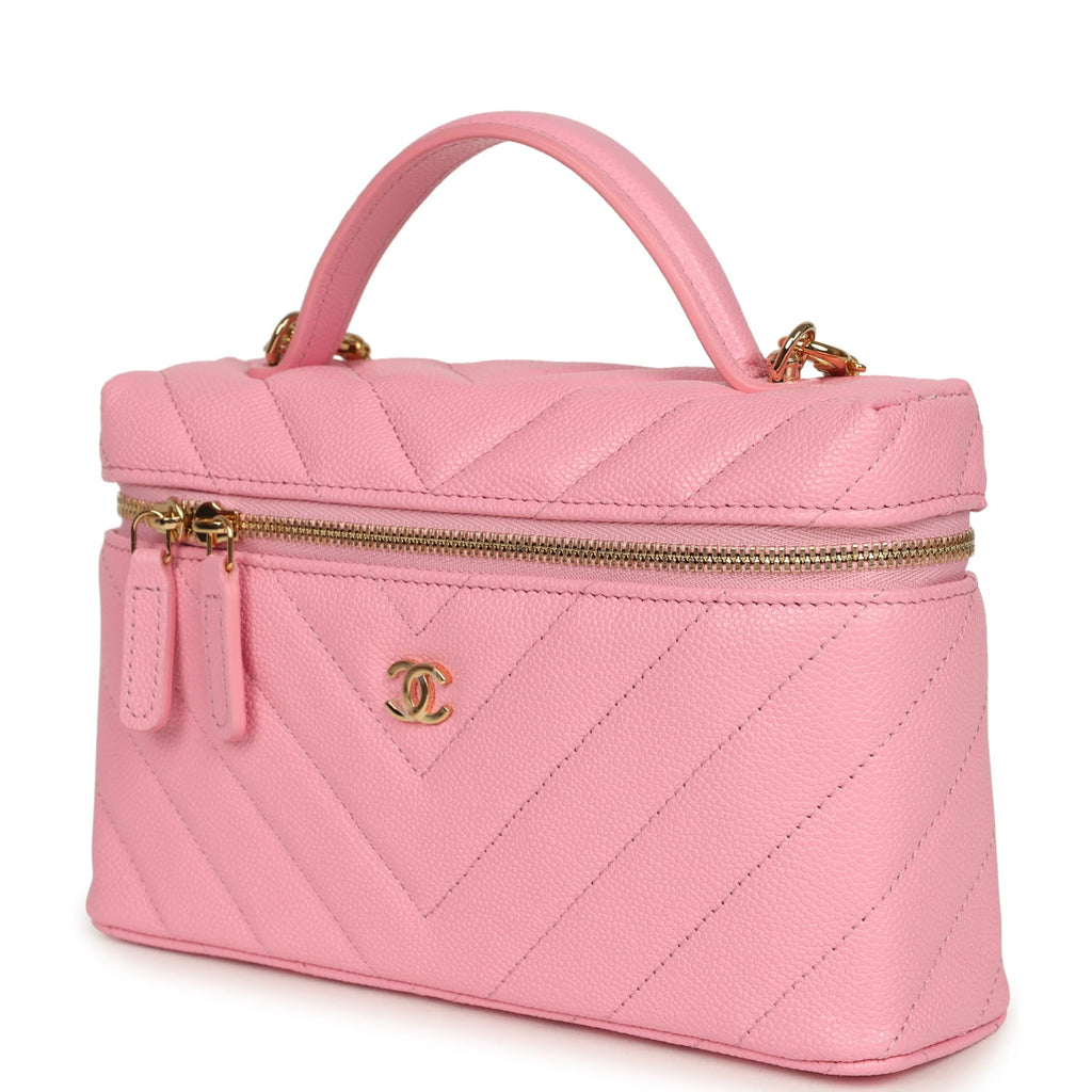 chanel-sleek-chevron-top-handle-long-vanity-case-with-chain-pink-shiny-caviar-gold-metal