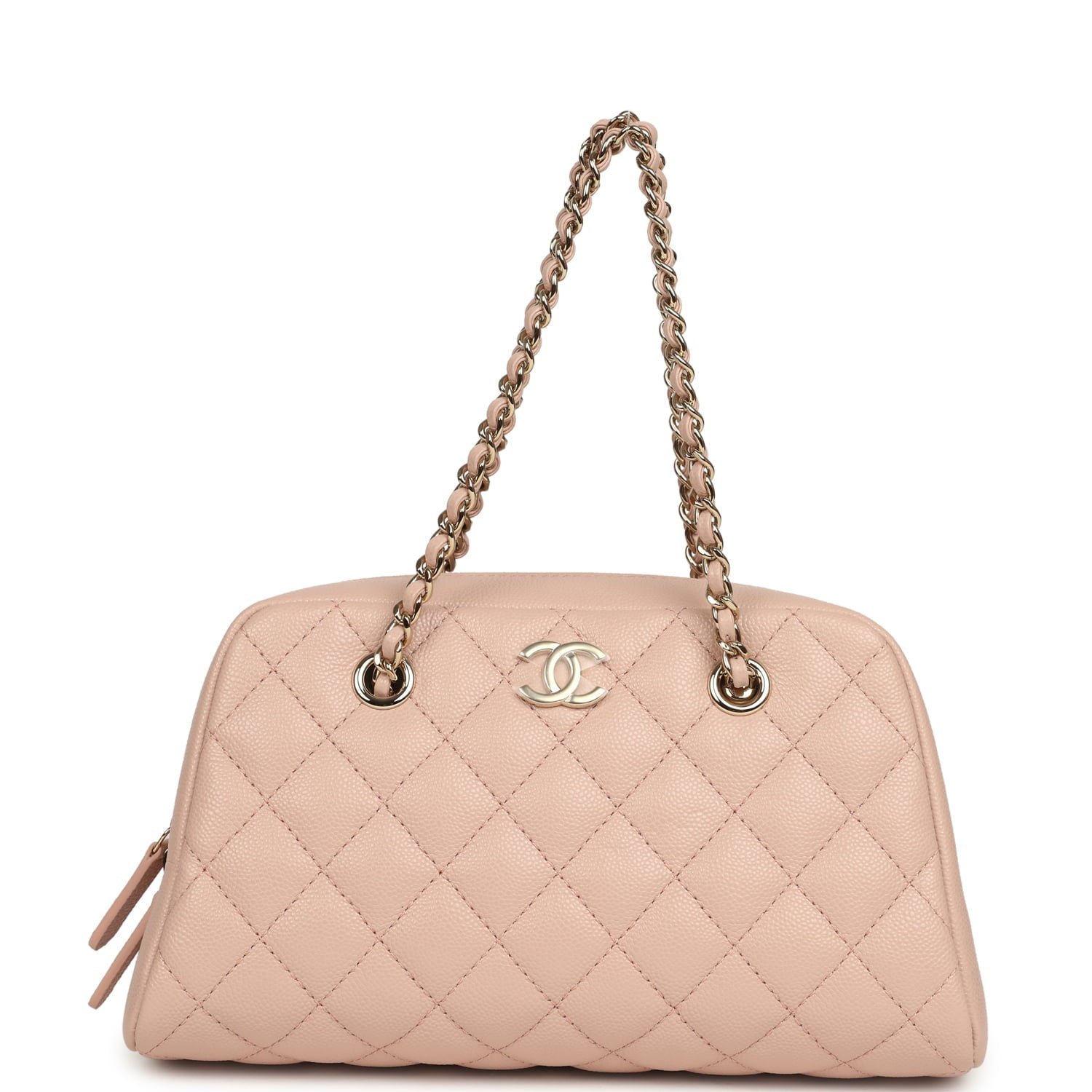 chanel-small-bowling-clutch-with-chain-straps-pink-shiny-caviar-light-gold-metal