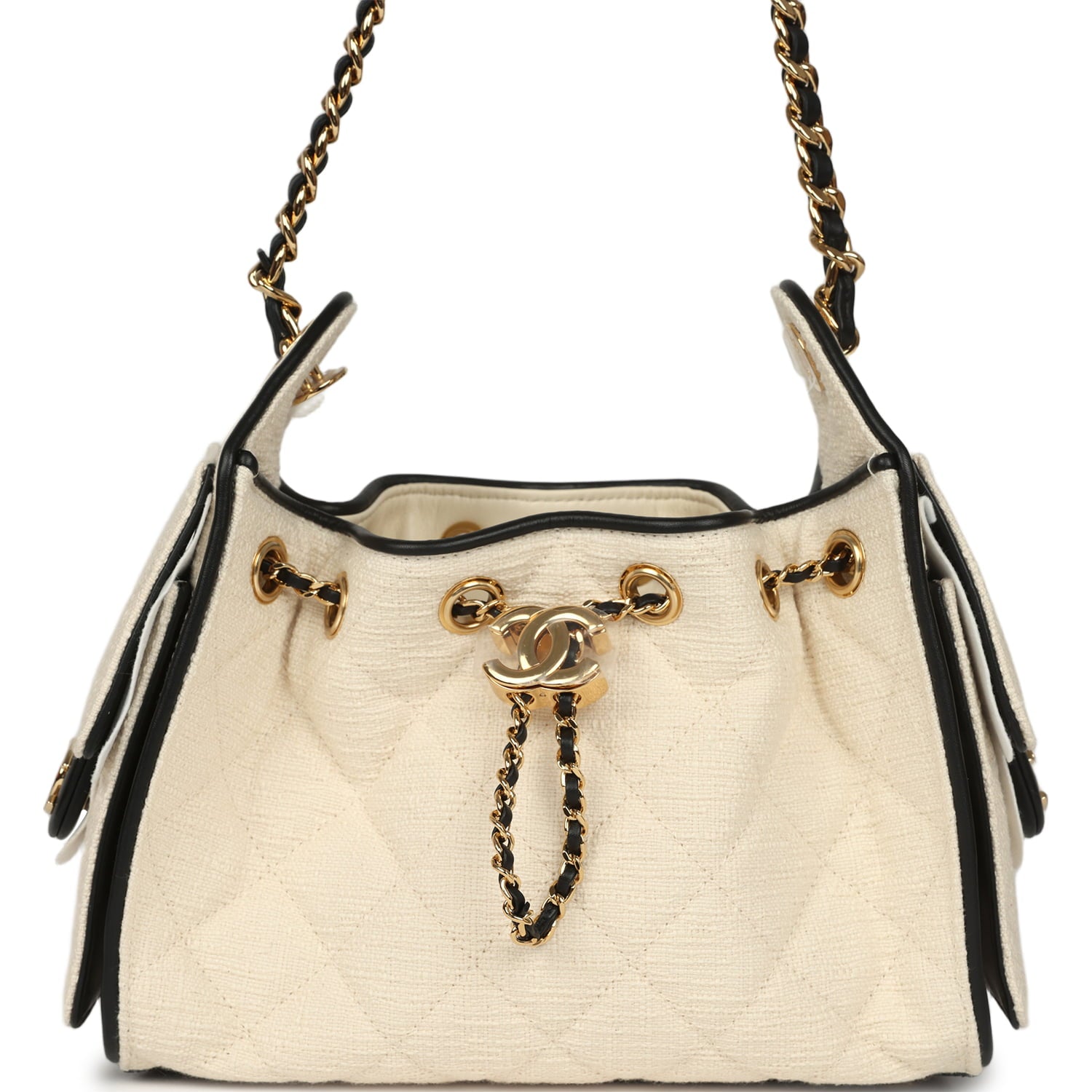 chanel-mini-25-hobo-bag-ecru-canvas-and-black-calfskin-gold-metal