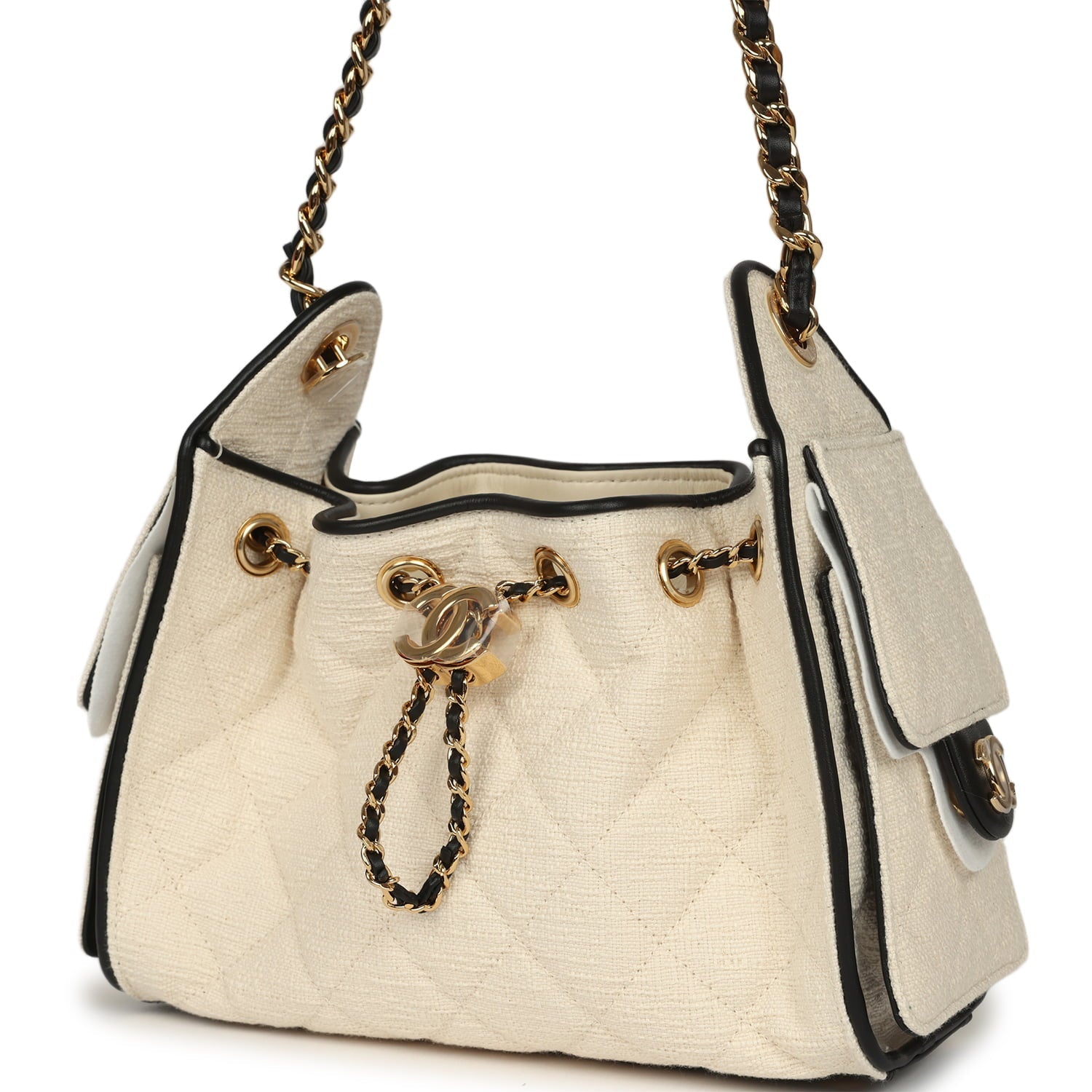 chanel-mini-25-hobo-bag-ecru-canvas-and-black-calfskin-gold-metal
