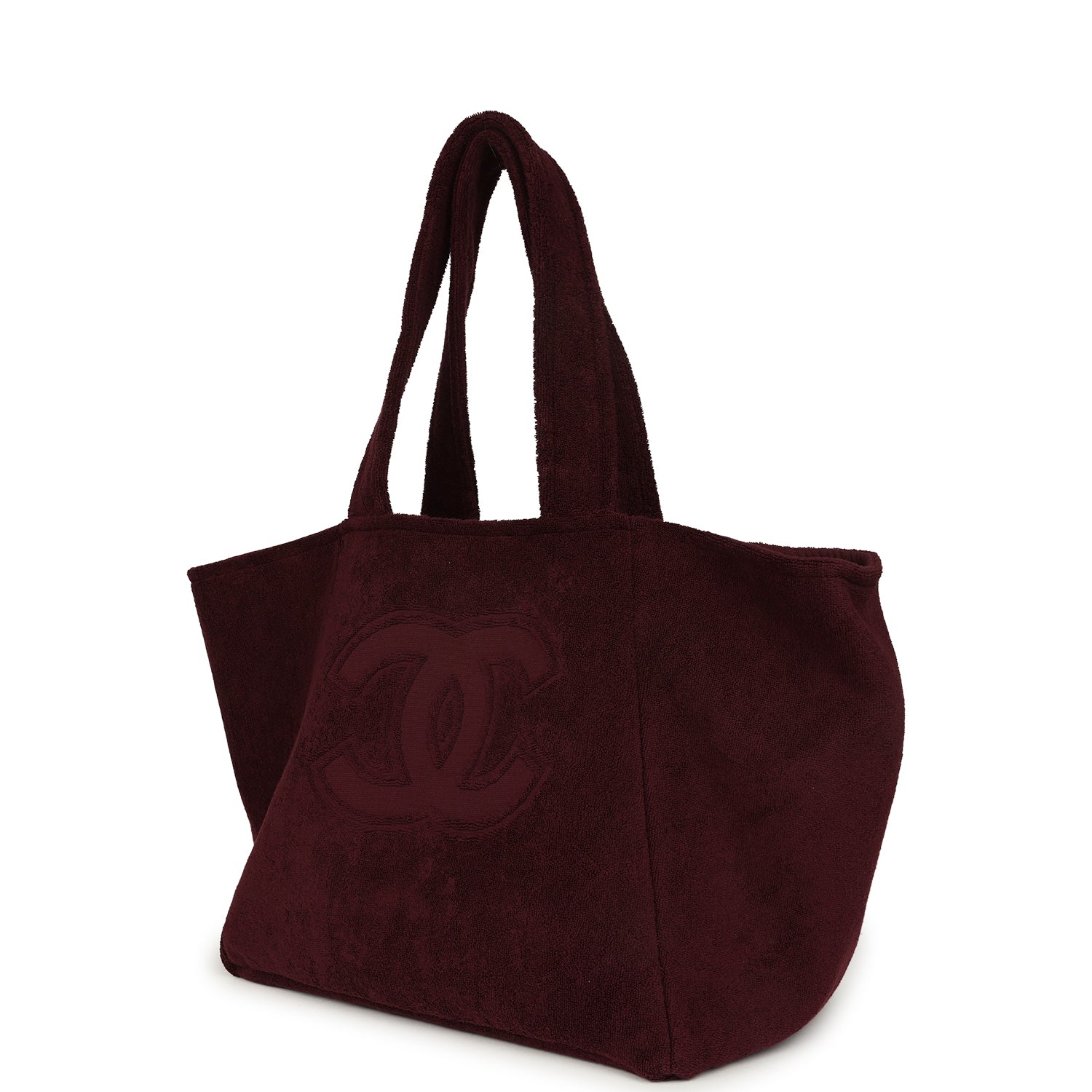 chanel-coco-beach-cc-beach-tote-bag-towel-set-burgundy-terry-silver-metal