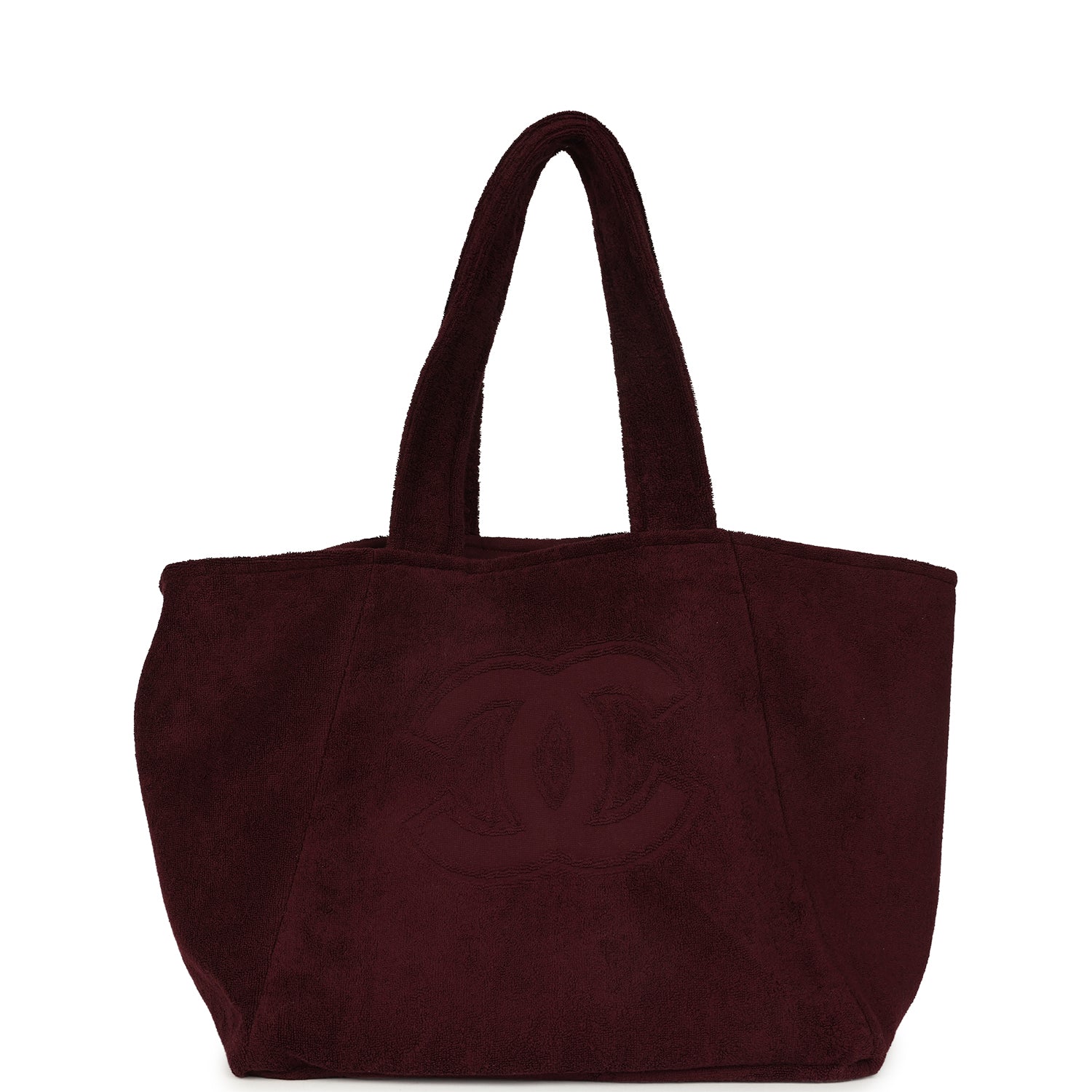 chanel-coco-beach-cc-beach-tote-bag-towel-set-burgundy-terry-silver-metal