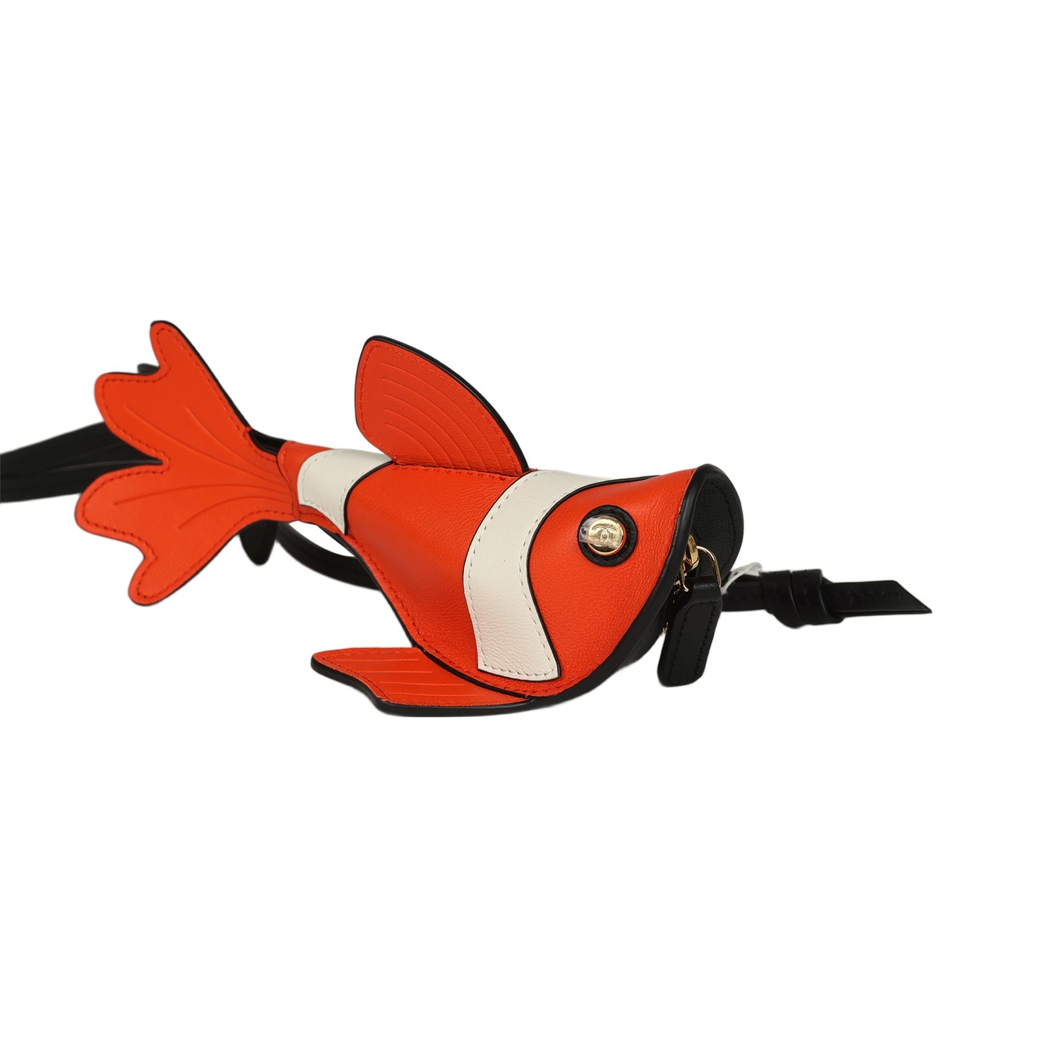 chanel-coco-beach-mini-clownfish-bag-charm-orange-white-black-lambskin-gold-metal