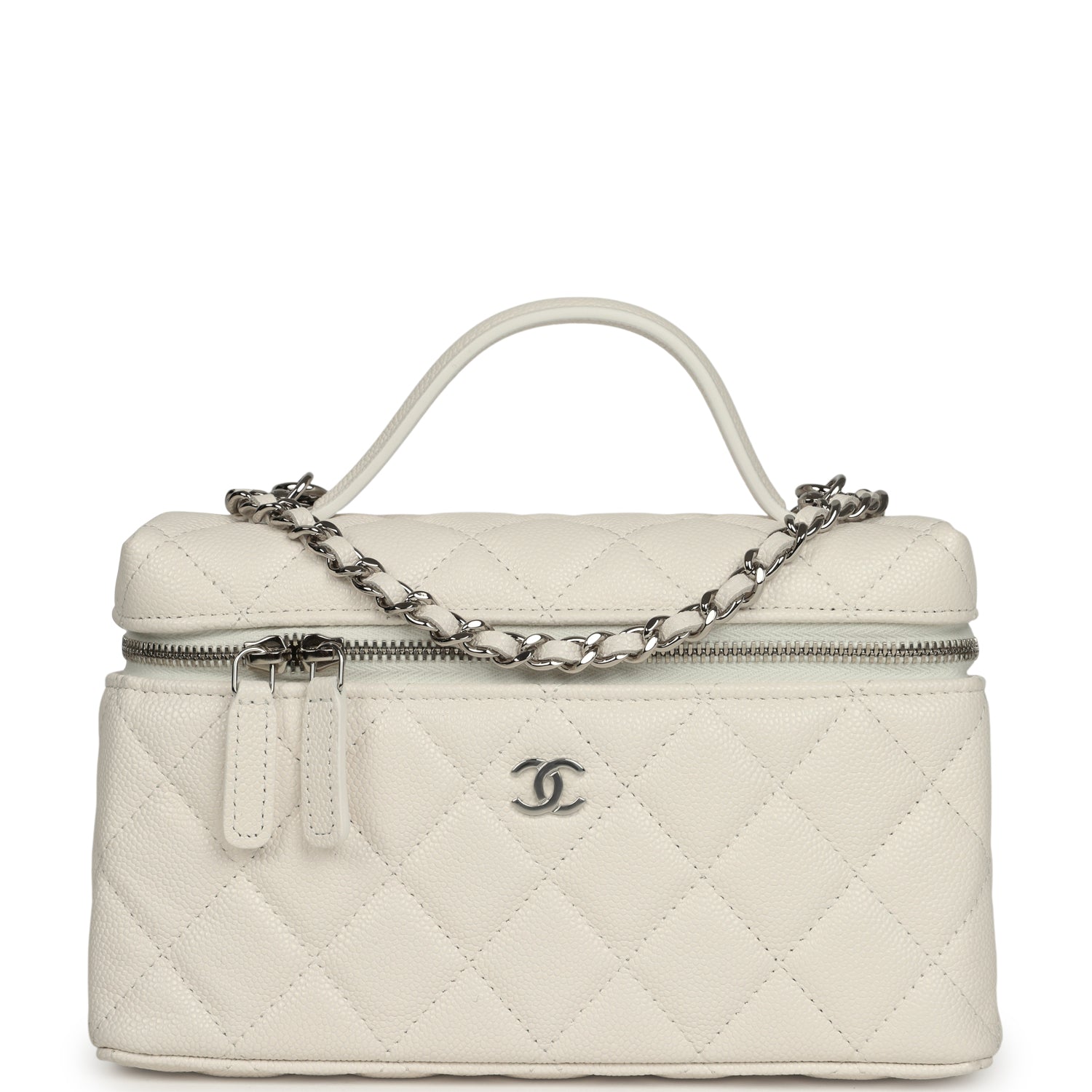 chanel-top-handle-long-vanity-case-with-chain-white-shiny-caviar-silver-metal