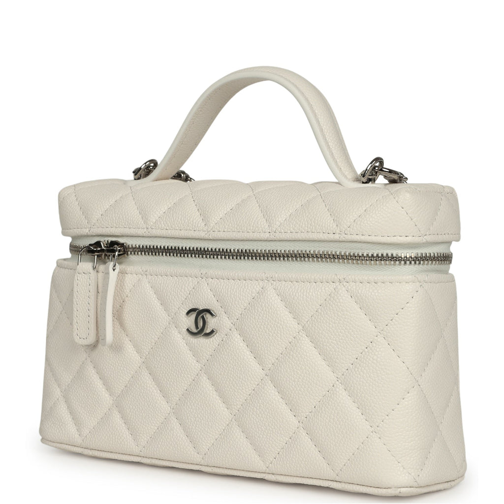 chanel-top-handle-long-vanity-case-with-chain-white-shiny-caviar-silver-metal