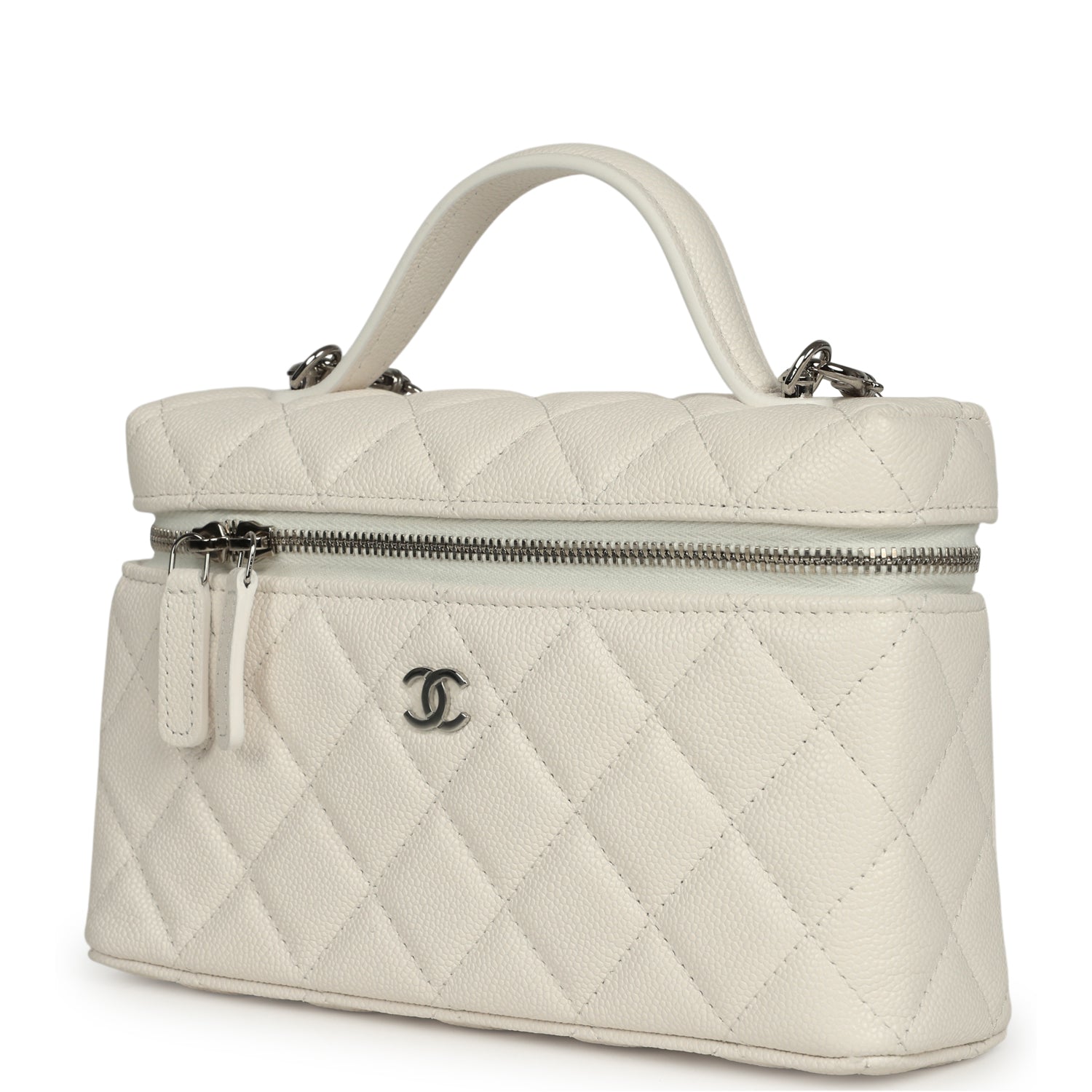 chanel-top-handle-long-vanity-case-with-chain-white-shiny-caviar-silver-metal