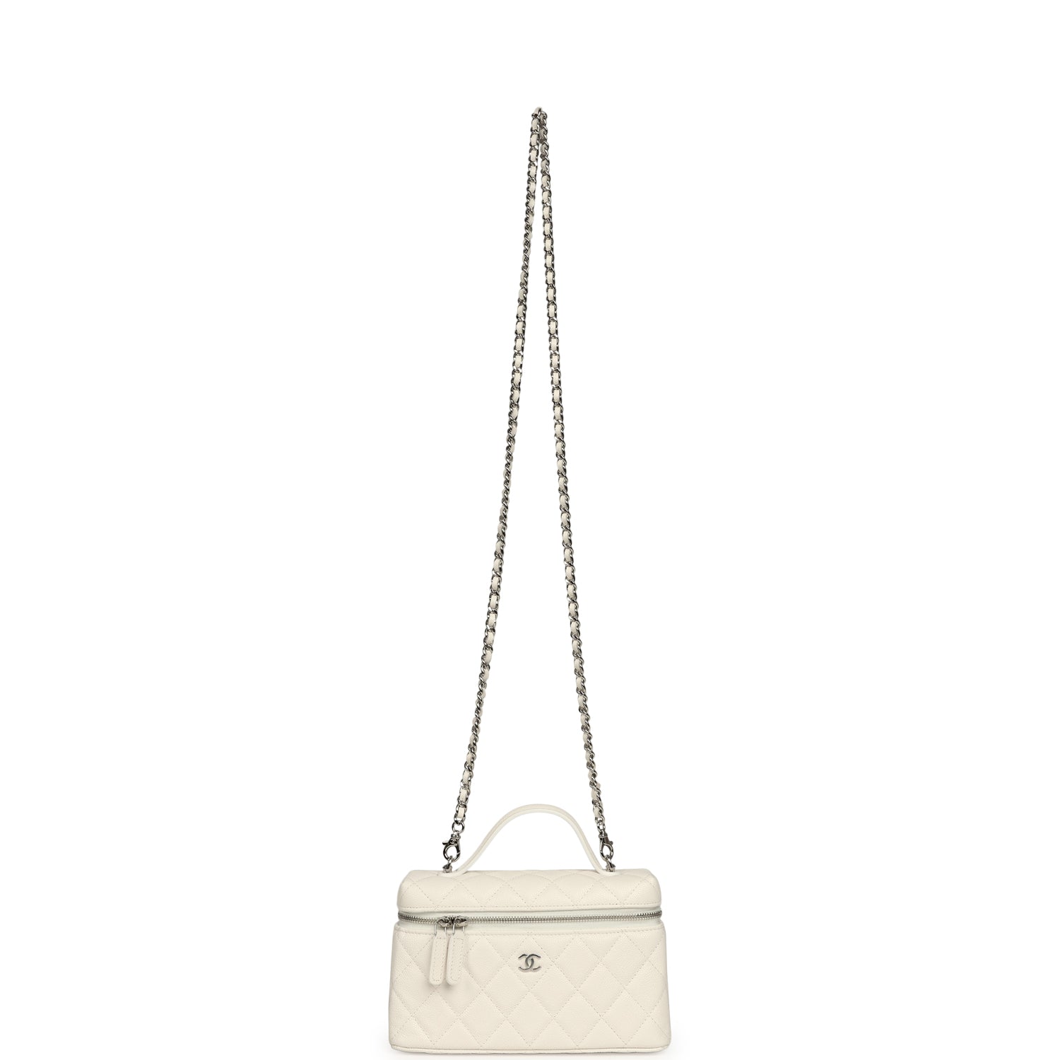 chanel-top-handle-long-vanity-case-with-chain-white-shiny-caviar-silver-metal