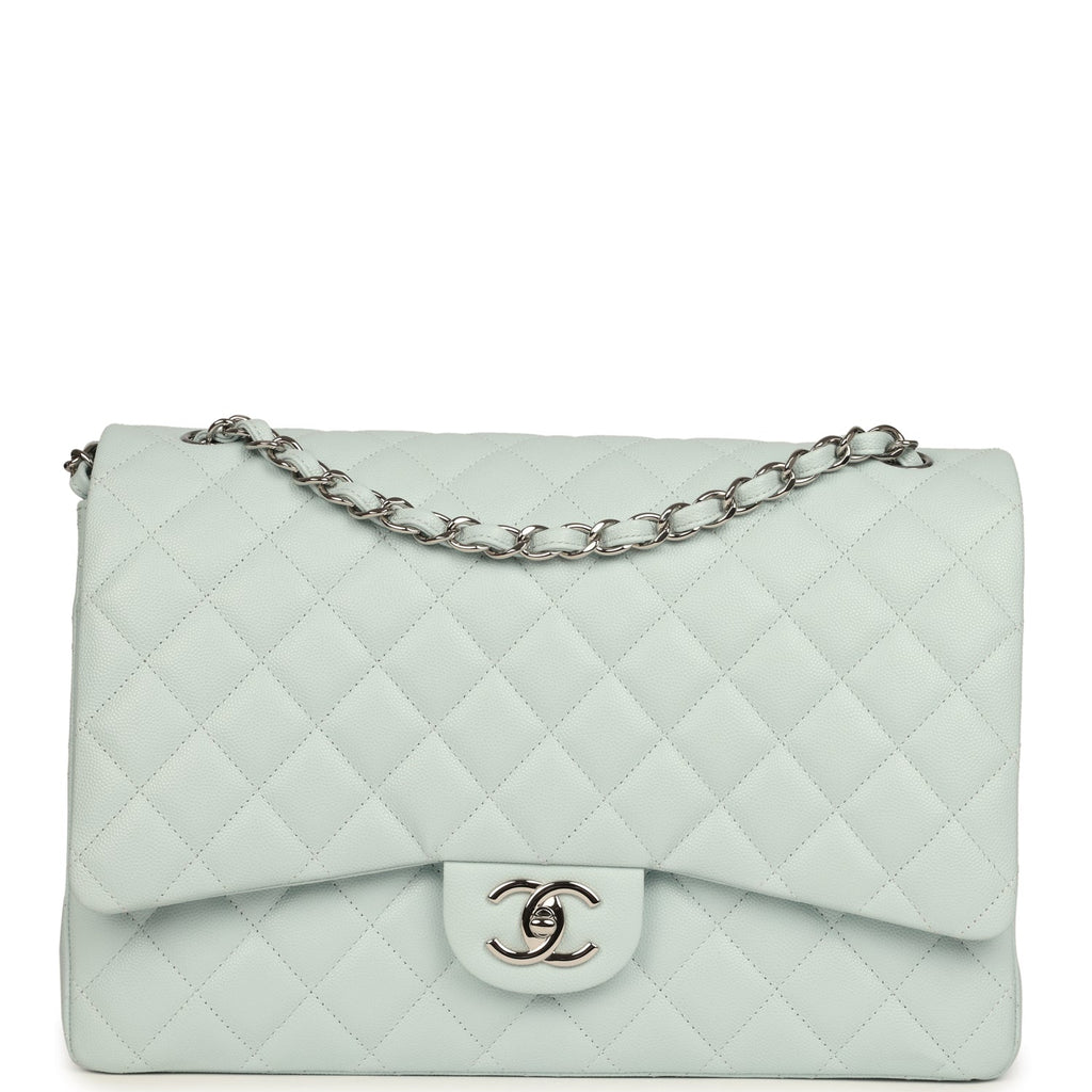 chanel-maxi-classic-double-flap-bag-light-blue-shiny-caviar-silver-metal