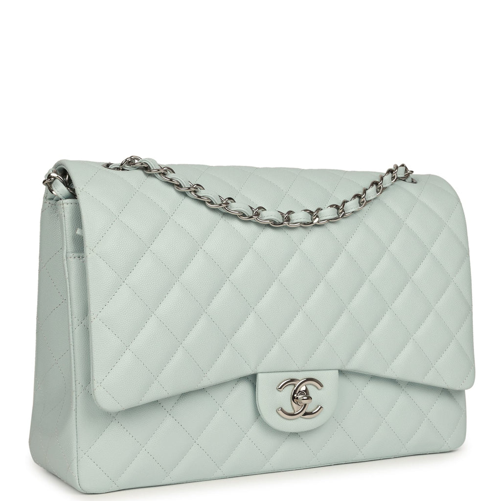 chanel-maxi-classic-double-flap-bag-light-blue-shiny-caviar-silver-metal