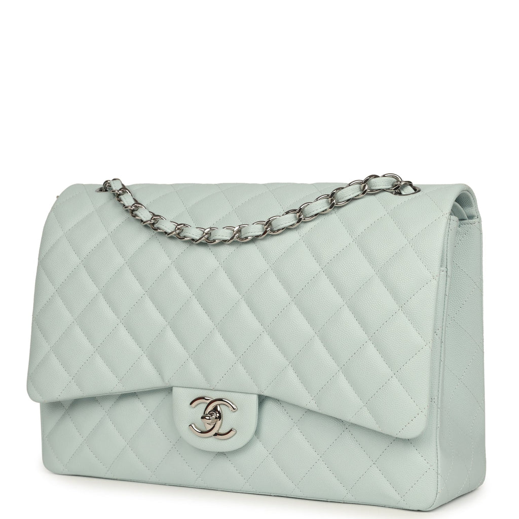 chanel-maxi-classic-double-flap-bag-light-blue-shiny-caviar-silver-metal