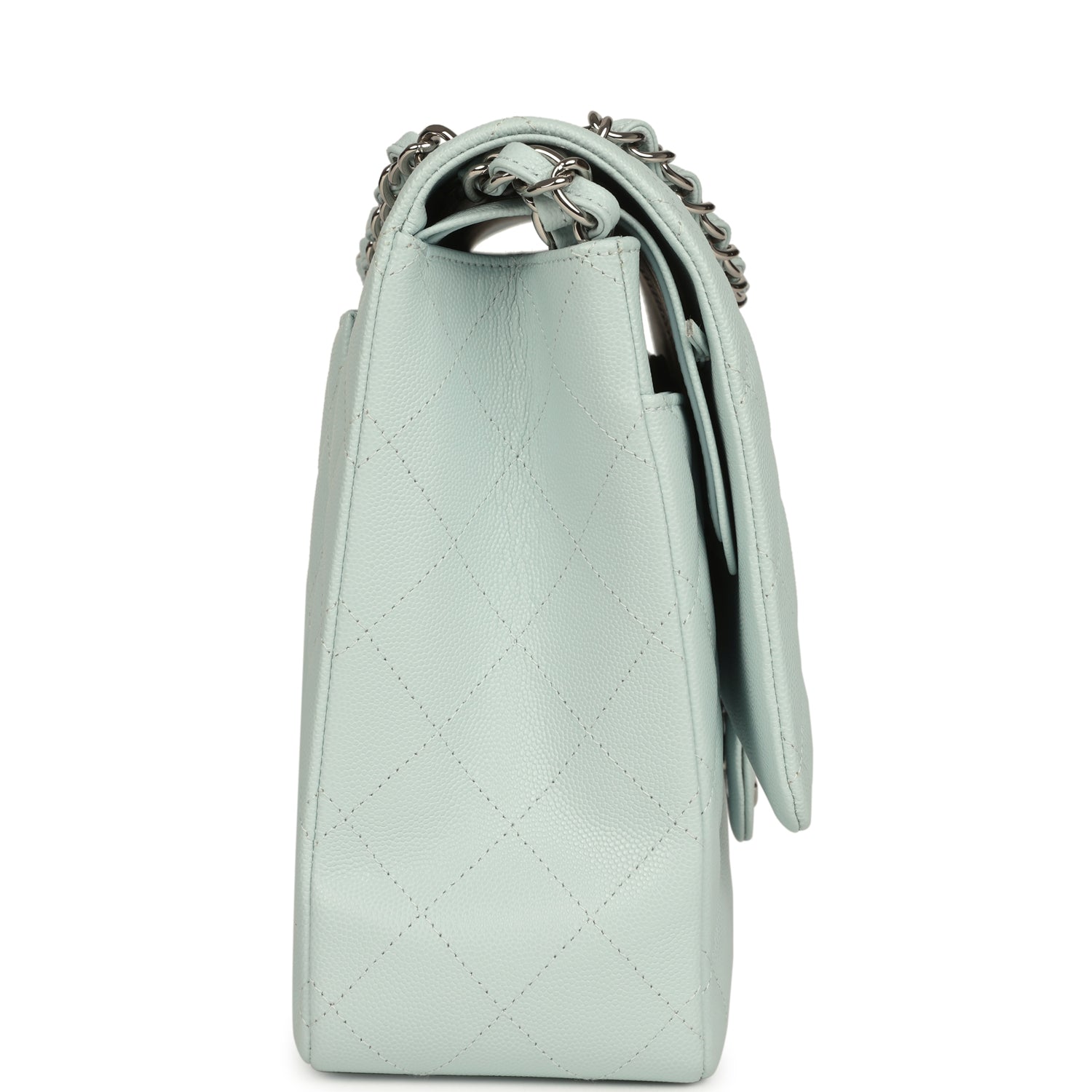 chanel-maxi-classic-double-flap-bag-light-blue-shiny-caviar-silver-metal