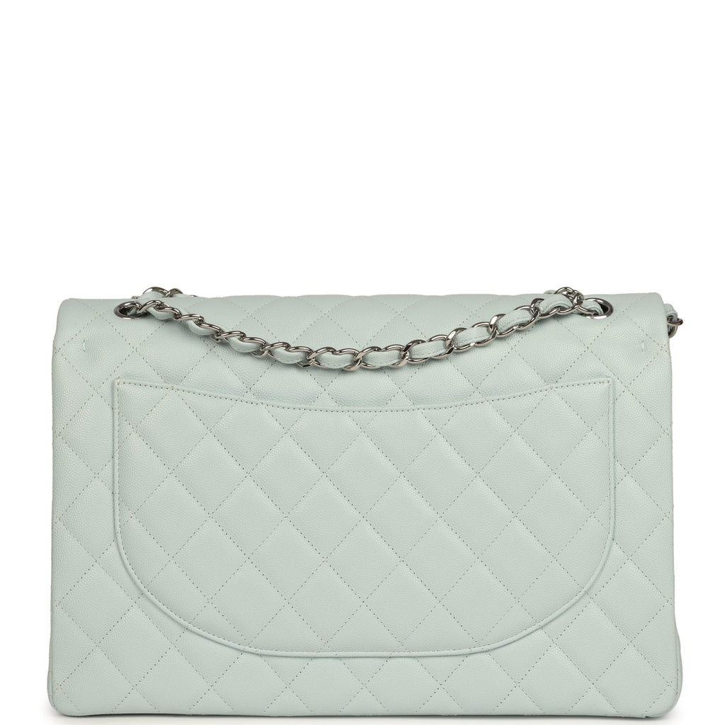chanel-maxi-classic-double-flap-bag-light-blue-shiny-caviar-silver-metal