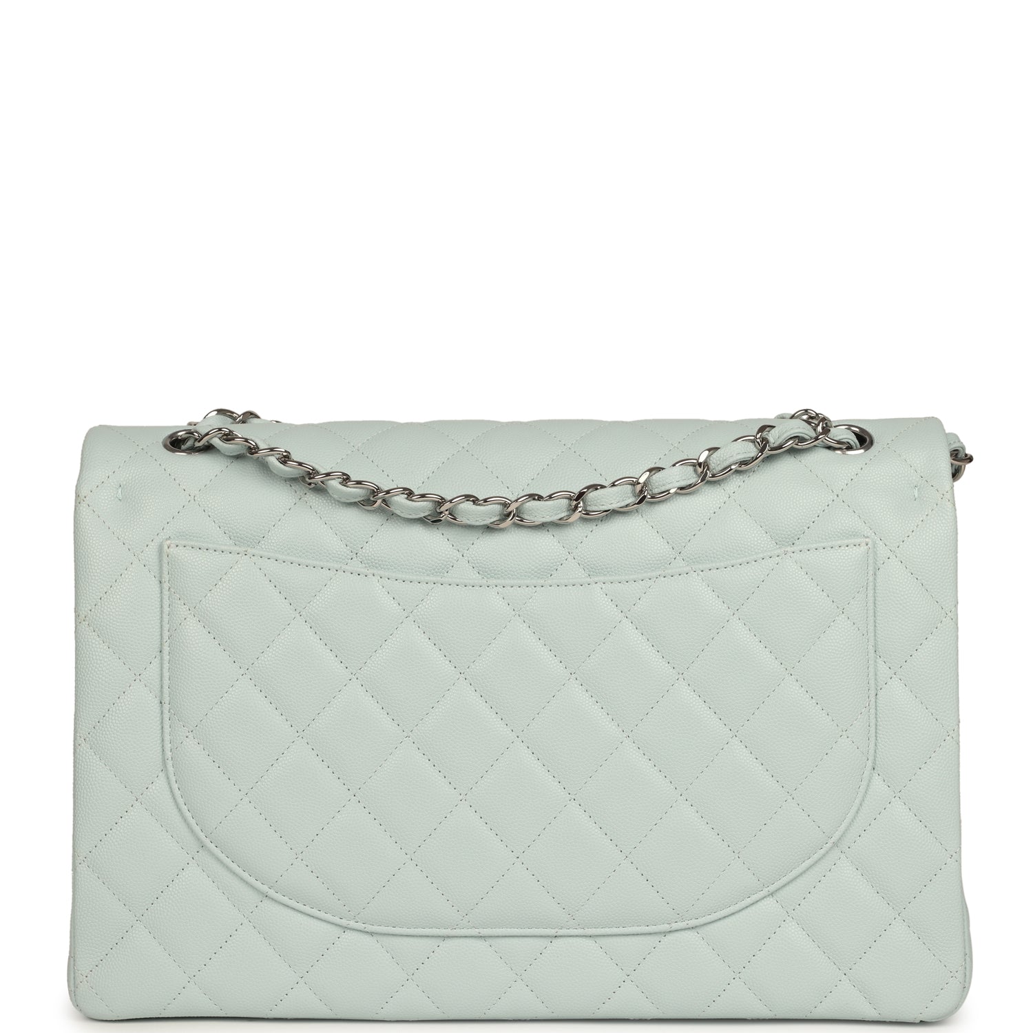 chanel-maxi-classic-double-flap-bag-light-blue-shiny-caviar-silver-metal