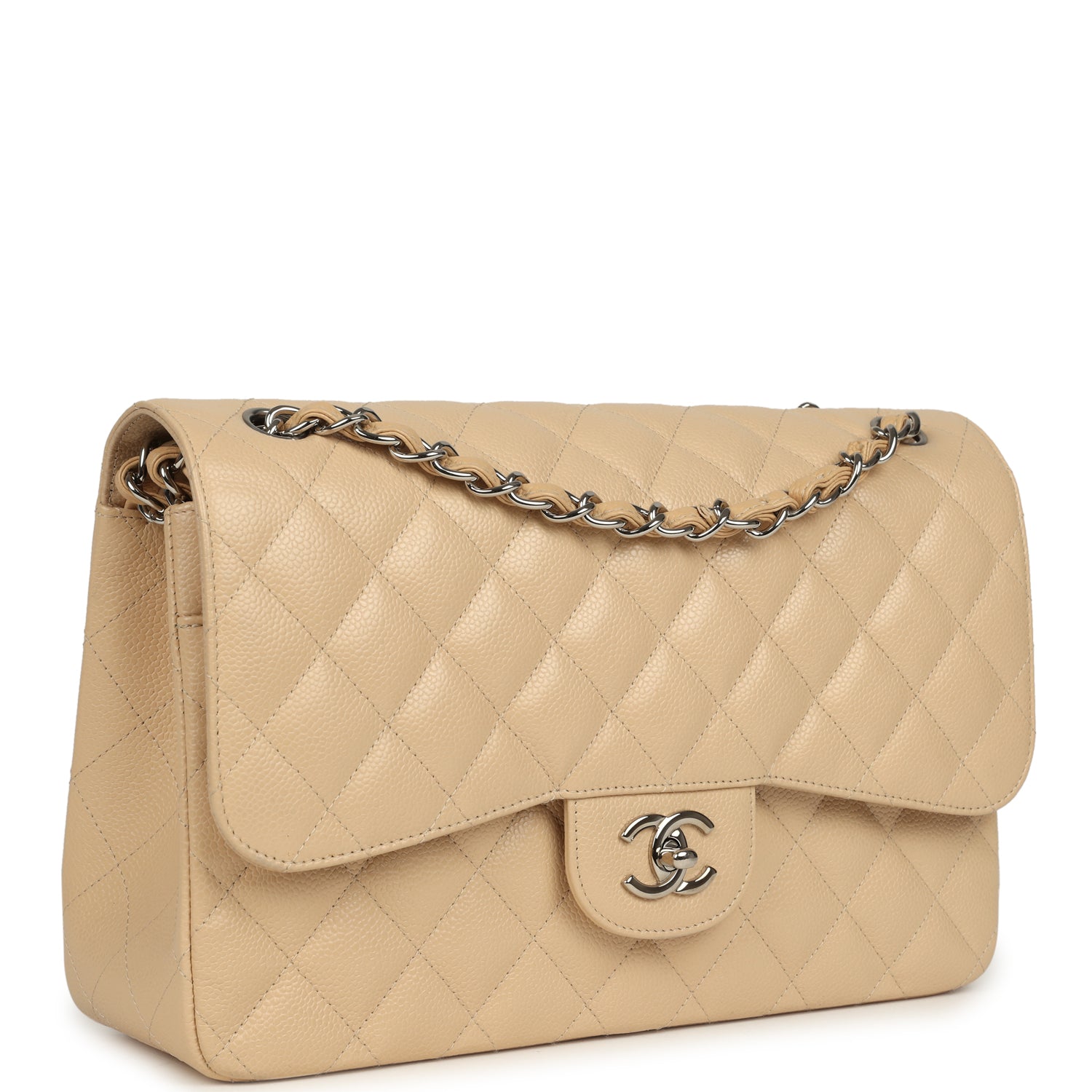 pre-owned-chanel-jumbo-classic-double-flap-bag-light-beige-caviar-silver-metal-1