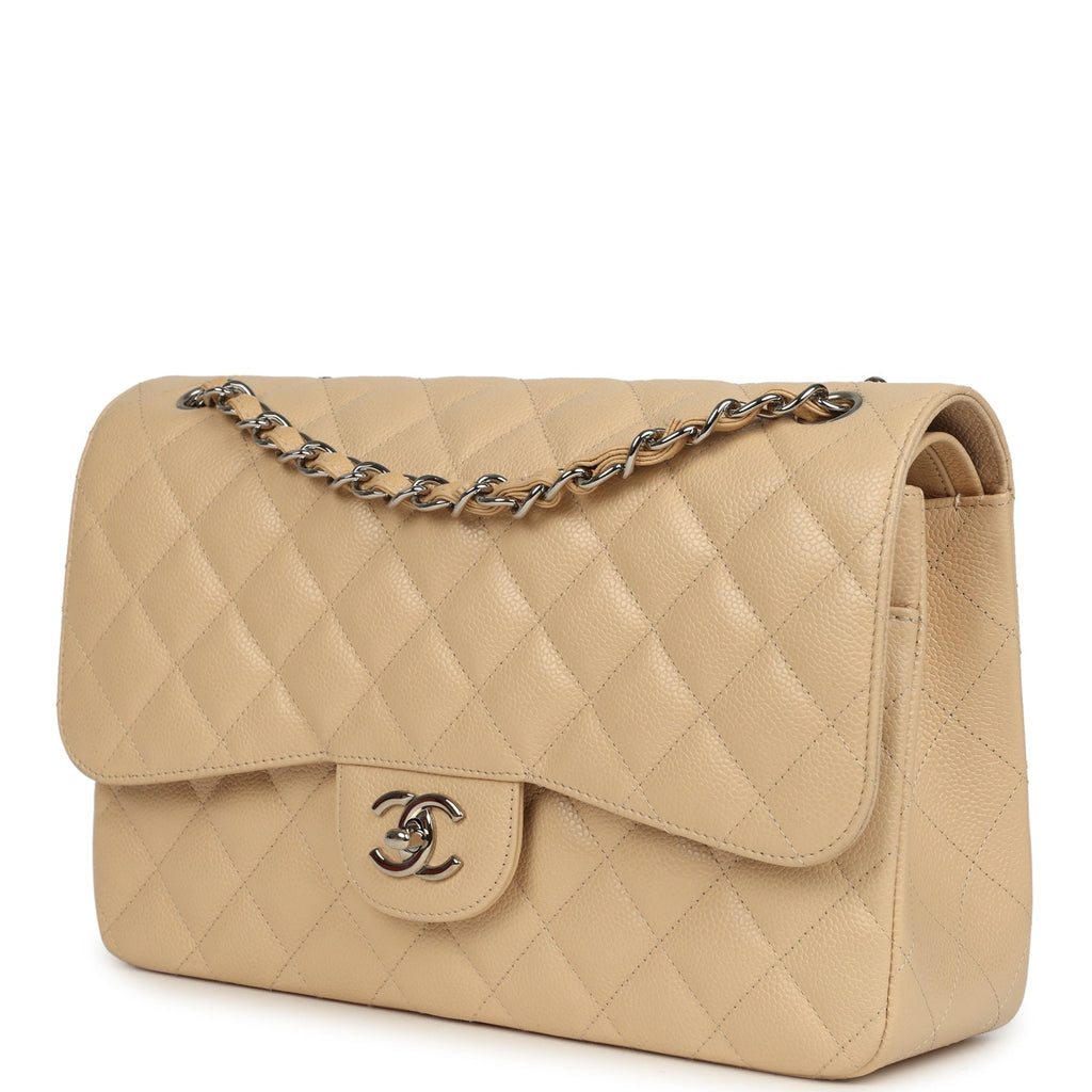 pre-owned-chanel-jumbo-classic-double-flap-bag-light-beige-caviar-silver-metal-1