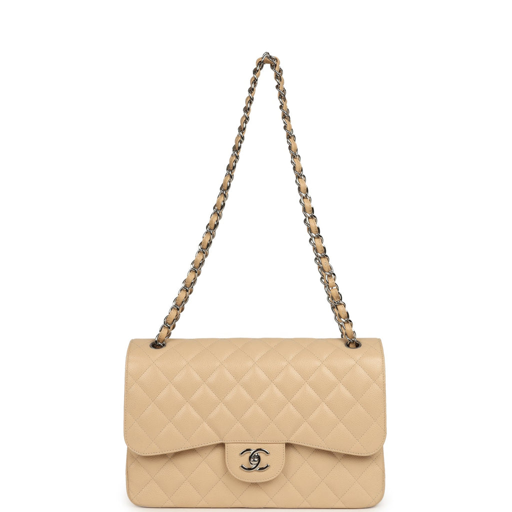 pre-owned-chanel-jumbo-classic-double-flap-bag-light-beige-caviar-silver-metal-1