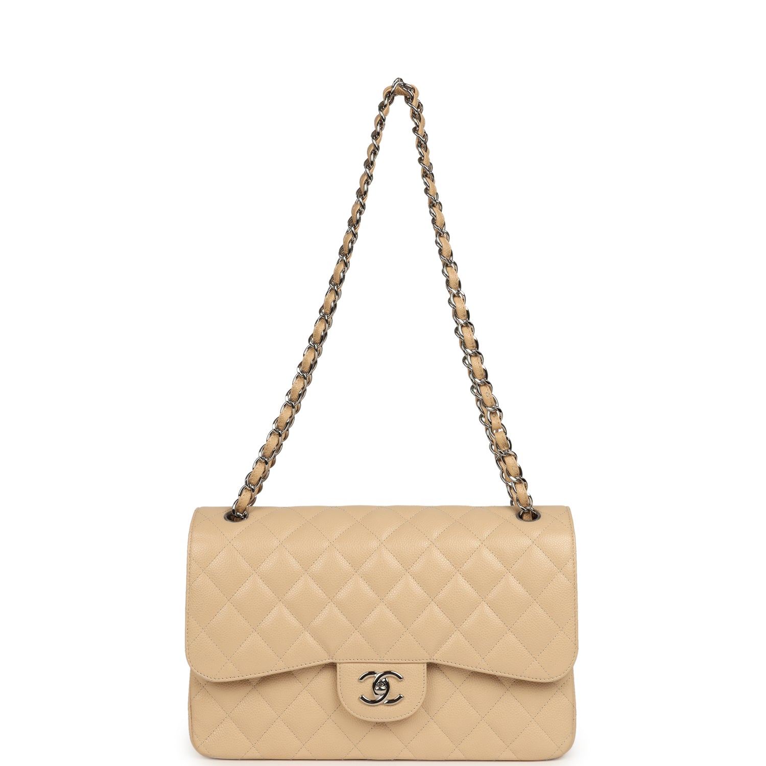 pre-owned-chanel-jumbo-classic-double-flap-bag-light-beige-caviar-silver-metal-1
